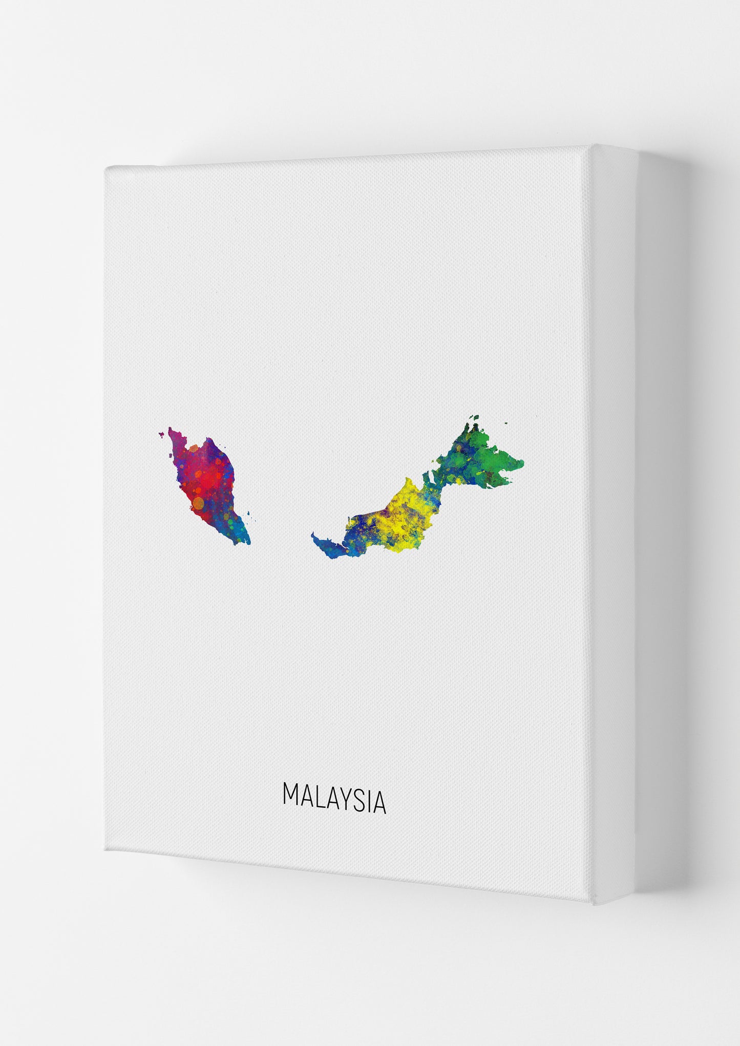 Malaysia Watercolour Map Art Print by Michael Tompsett Canvas