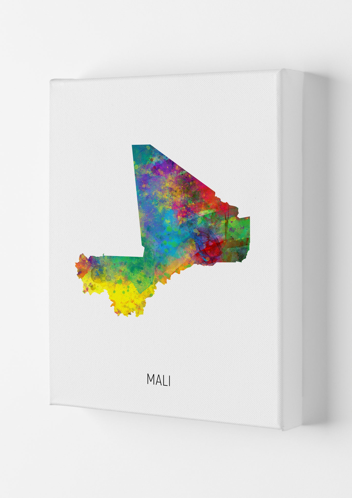 Mali Watercolour Map Art Print by Michael Tompsett Canvas