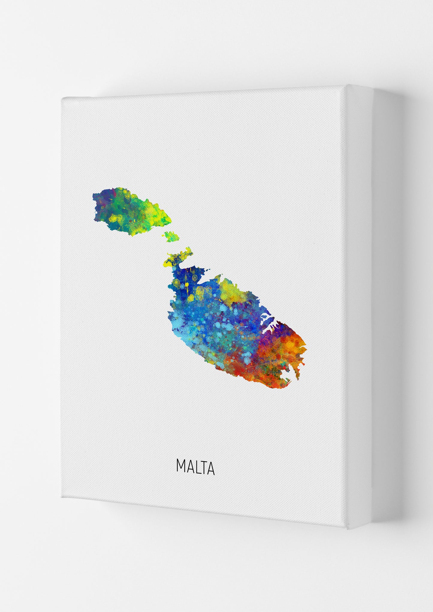 Malta Watercolour Map Art Print by Michael Tompsett Canvas