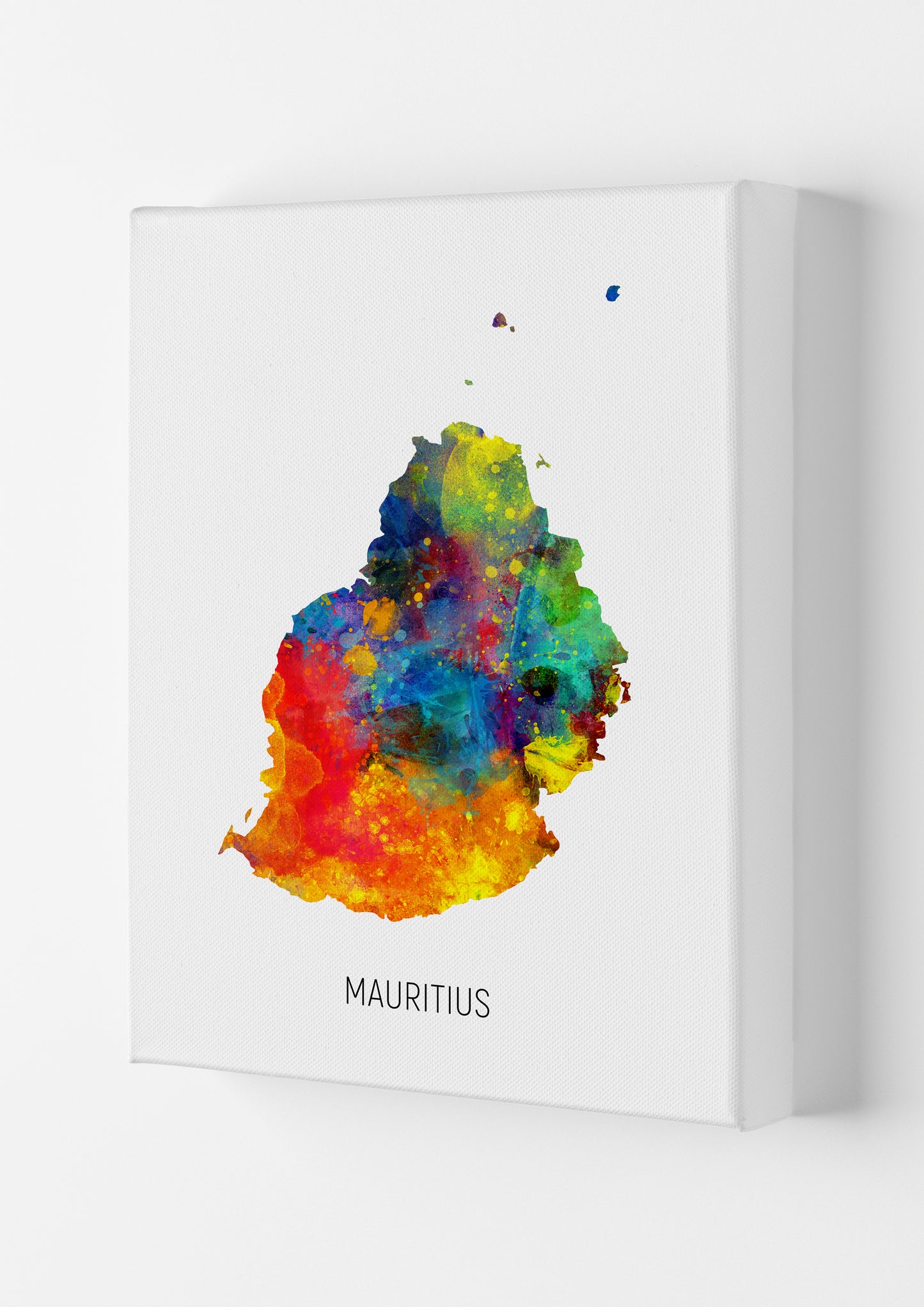 Mauritius Watercolour Map Art Print by Michael Tompsett Canvas
