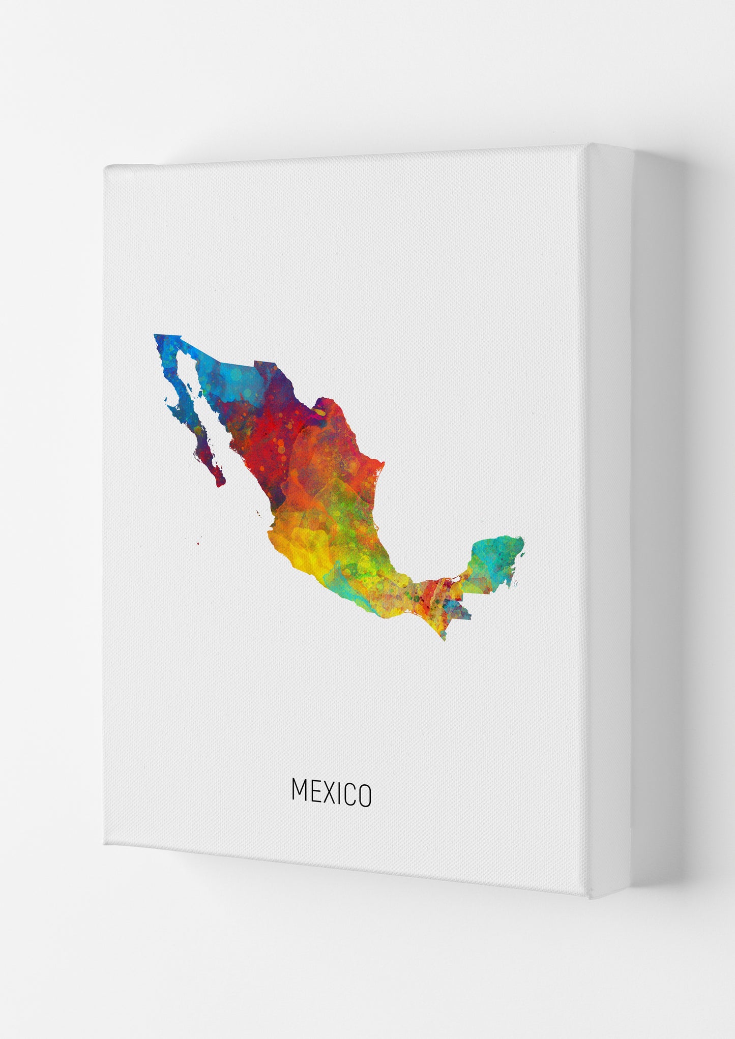 Mexico Watercolour Map Art Print by Michael Tompsett Canvas