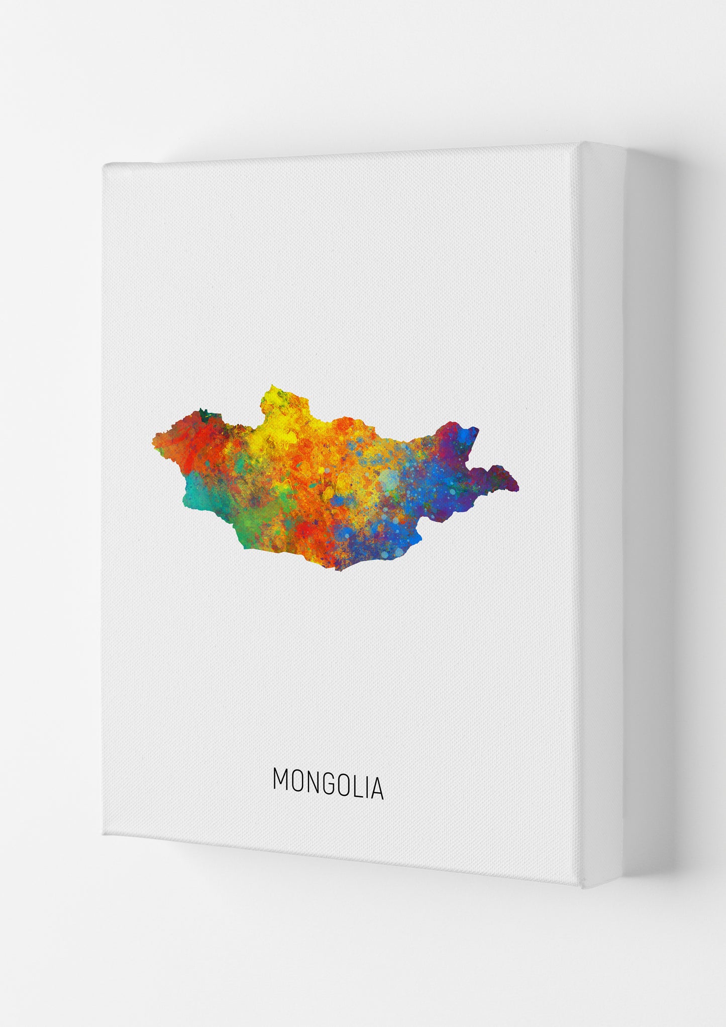 Mongolia Watercolour Map Art Print by Michael Tompsett Canvas