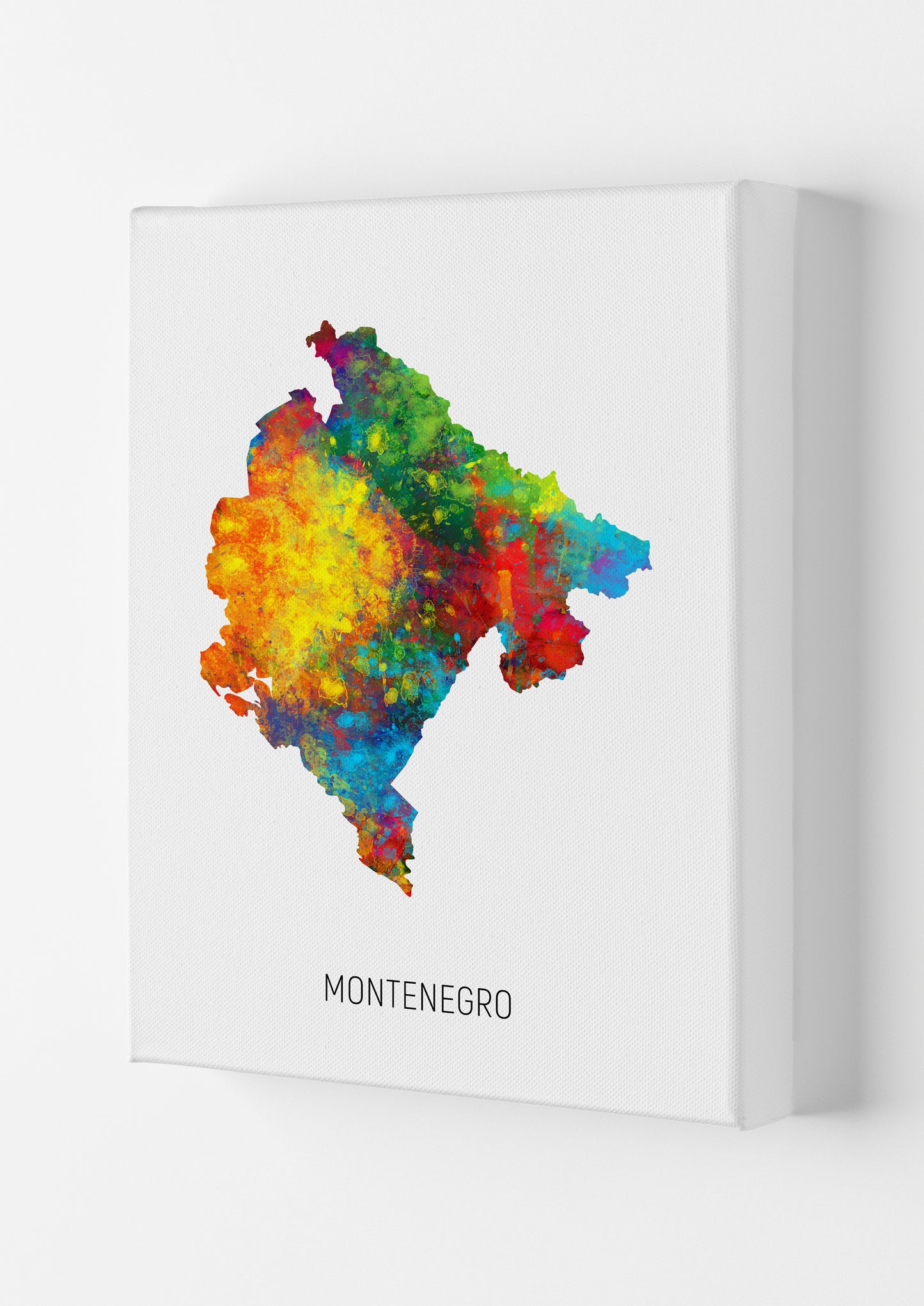 Montenegro Watercolour Map Art Print by Michael Tompsett Canvas