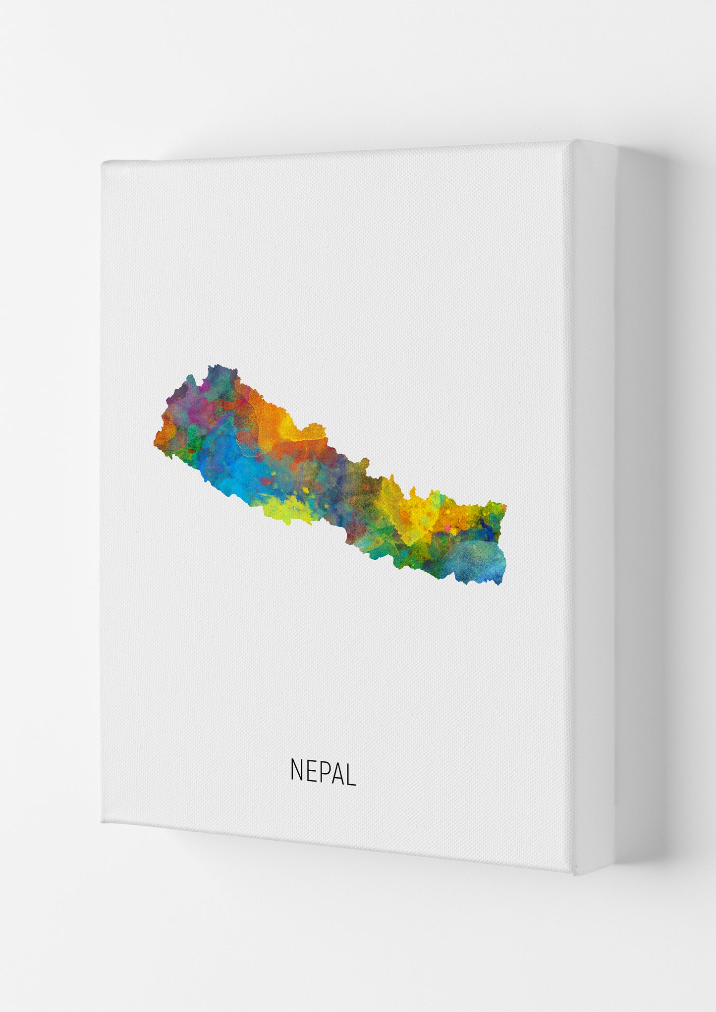 Nepal Watercolour Map Art Print by Michael Tompsett Canvas