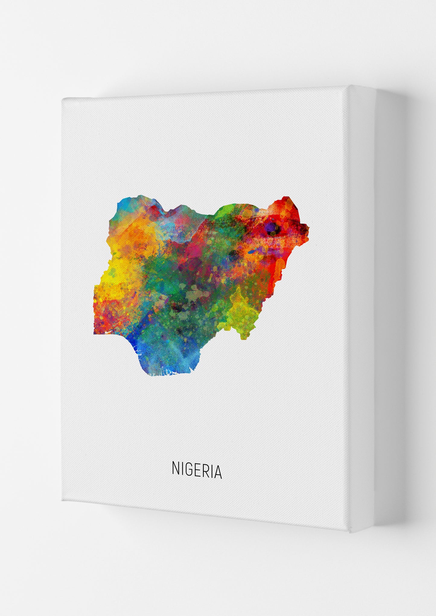 Nigeria Watercolour Map Art Print by Michael Tompsett Canvas