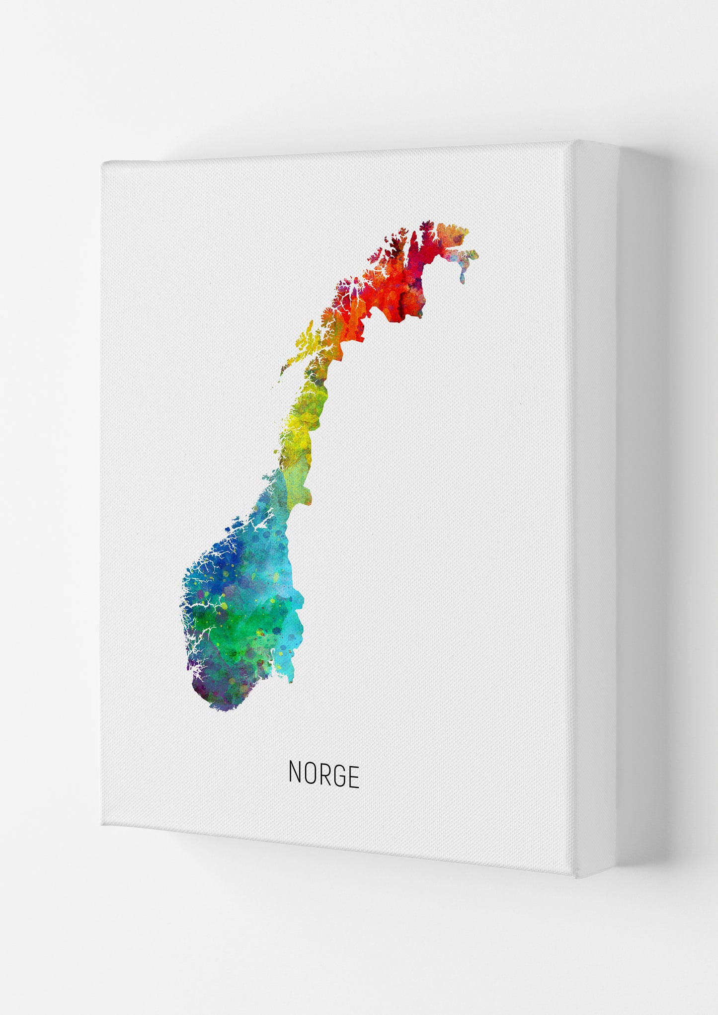 Norge Watercolour Map Art Print by Michael Tompsett Canvas
