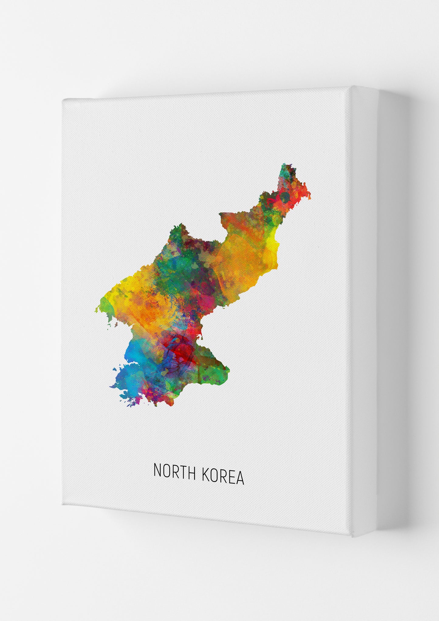 North Korea Watercolour Map Art Print by Michael Tompsett Canvas