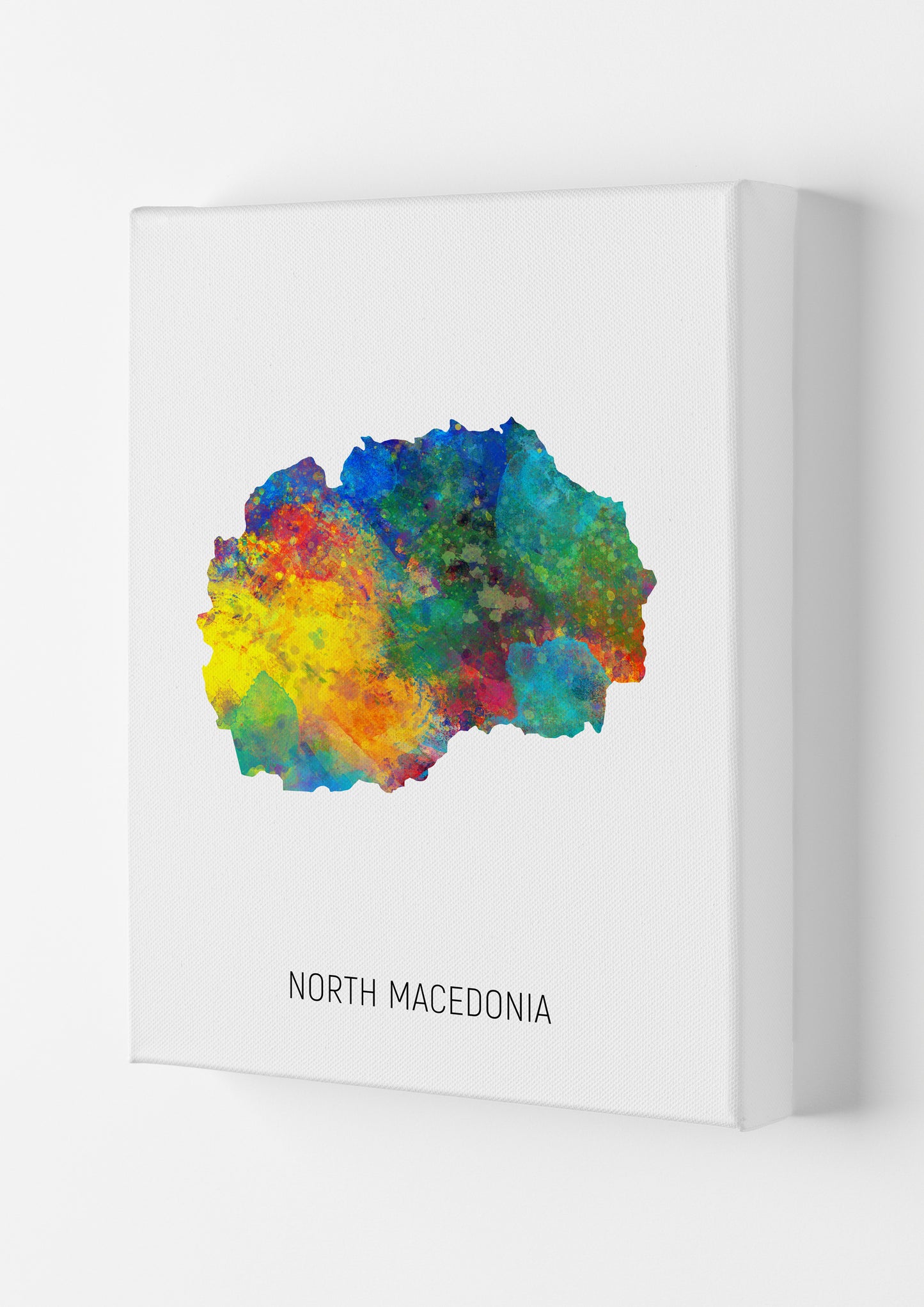 North Macedonia Watercolour Map Art Print by Michael Tompsett Canvas