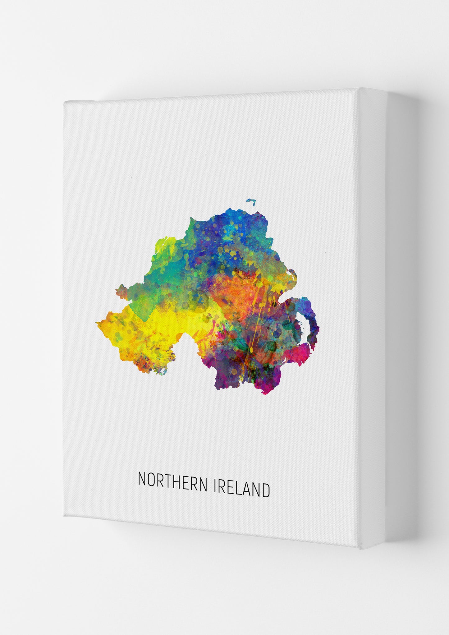 Northern Ireland Watercolour Map Print by Michael Tompsett Canvas