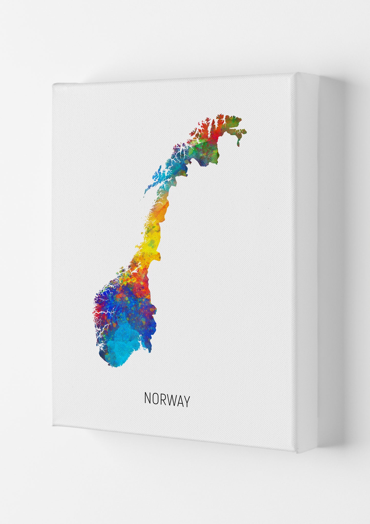 Norway Watercolour Map Art Print by Michael Tompsett Canvas