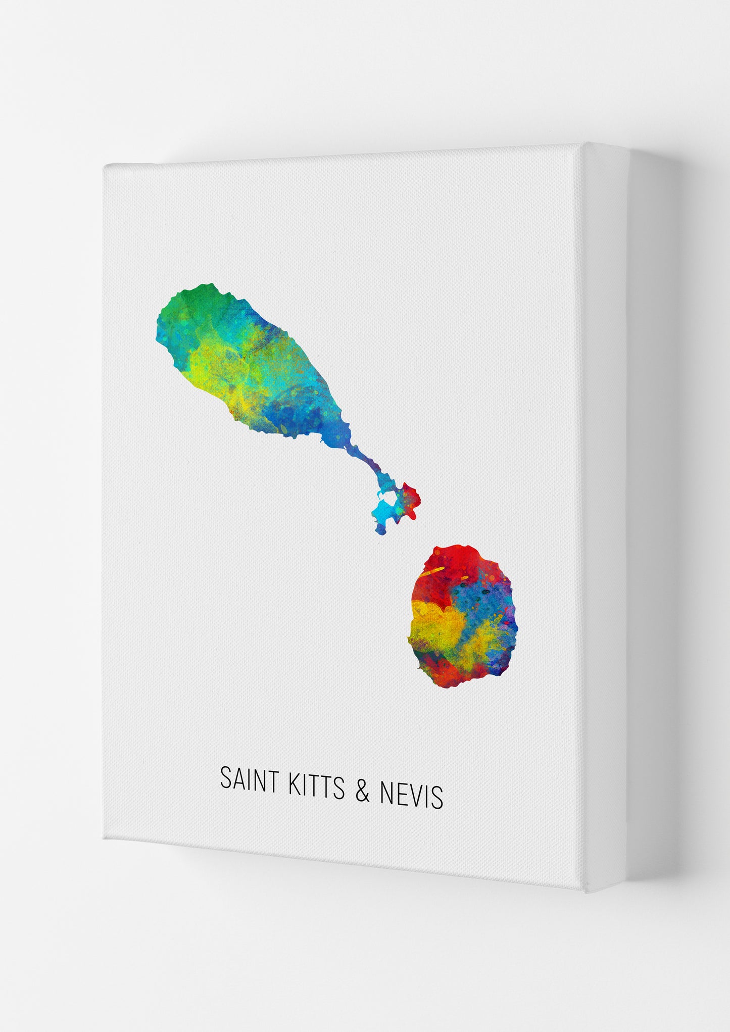 Saint Kitts And Nevis Watercolour Map by Michael Tompsett Canvas