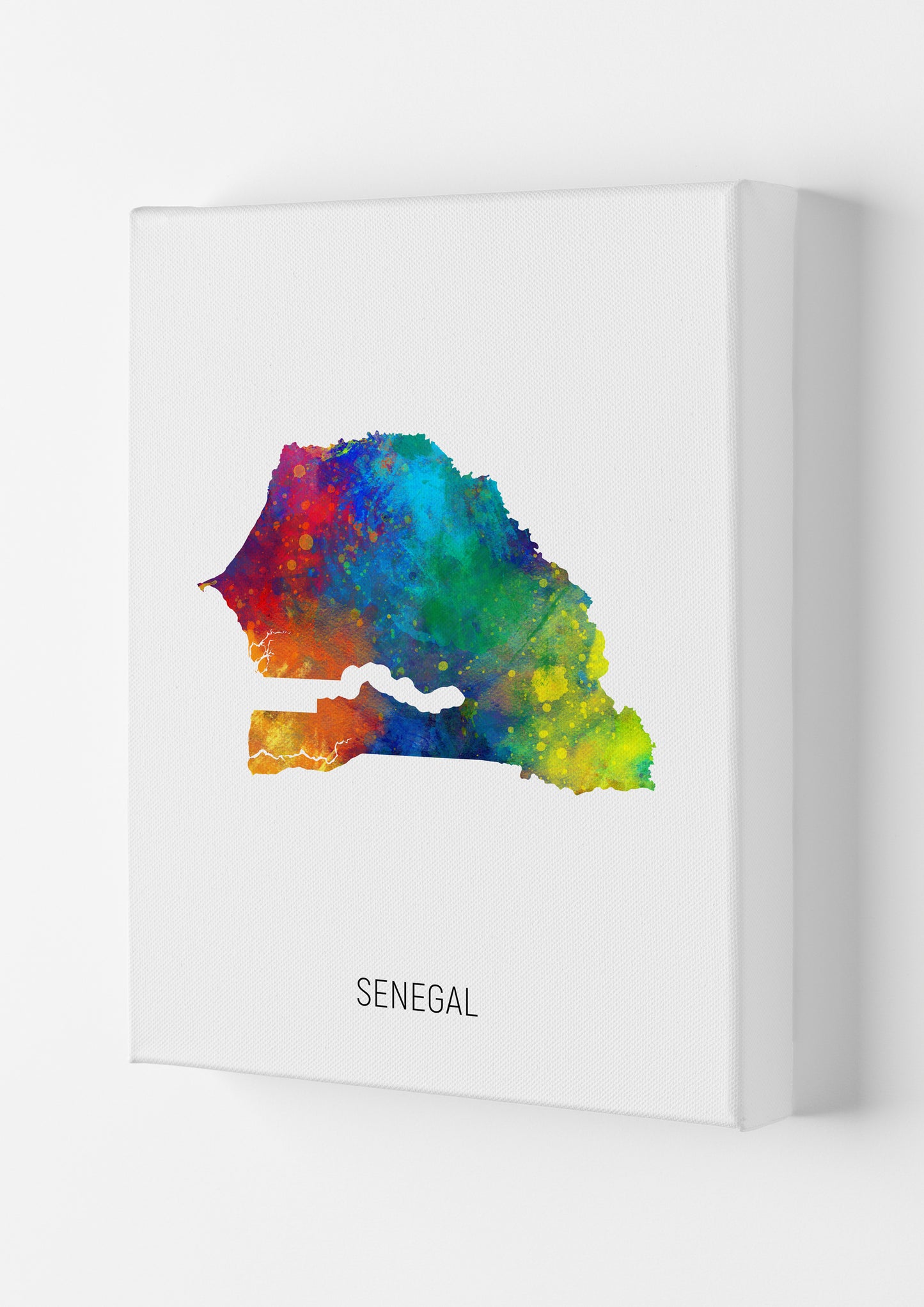 Senegal Watercolour Map Art Print by Michael Tompsett Canvas