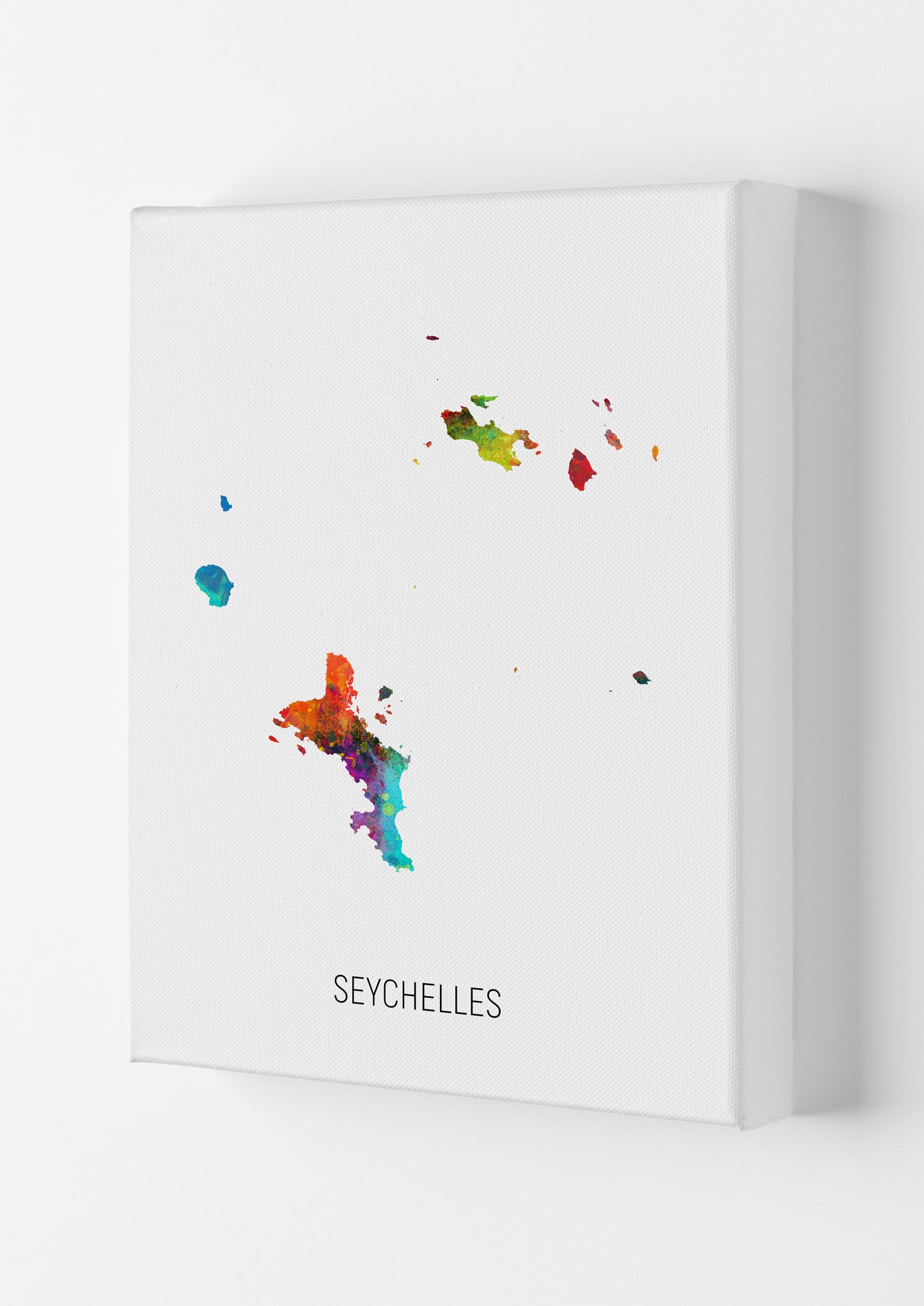 Seychelles Watercolour Map Art Print by Michael Tompsett Canvas