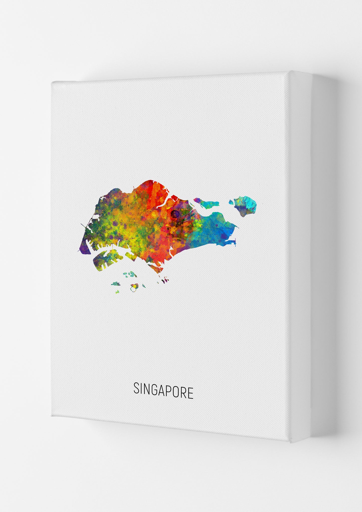 Singapore Watercolour Map Art Print by Michael Tompsett Canvas