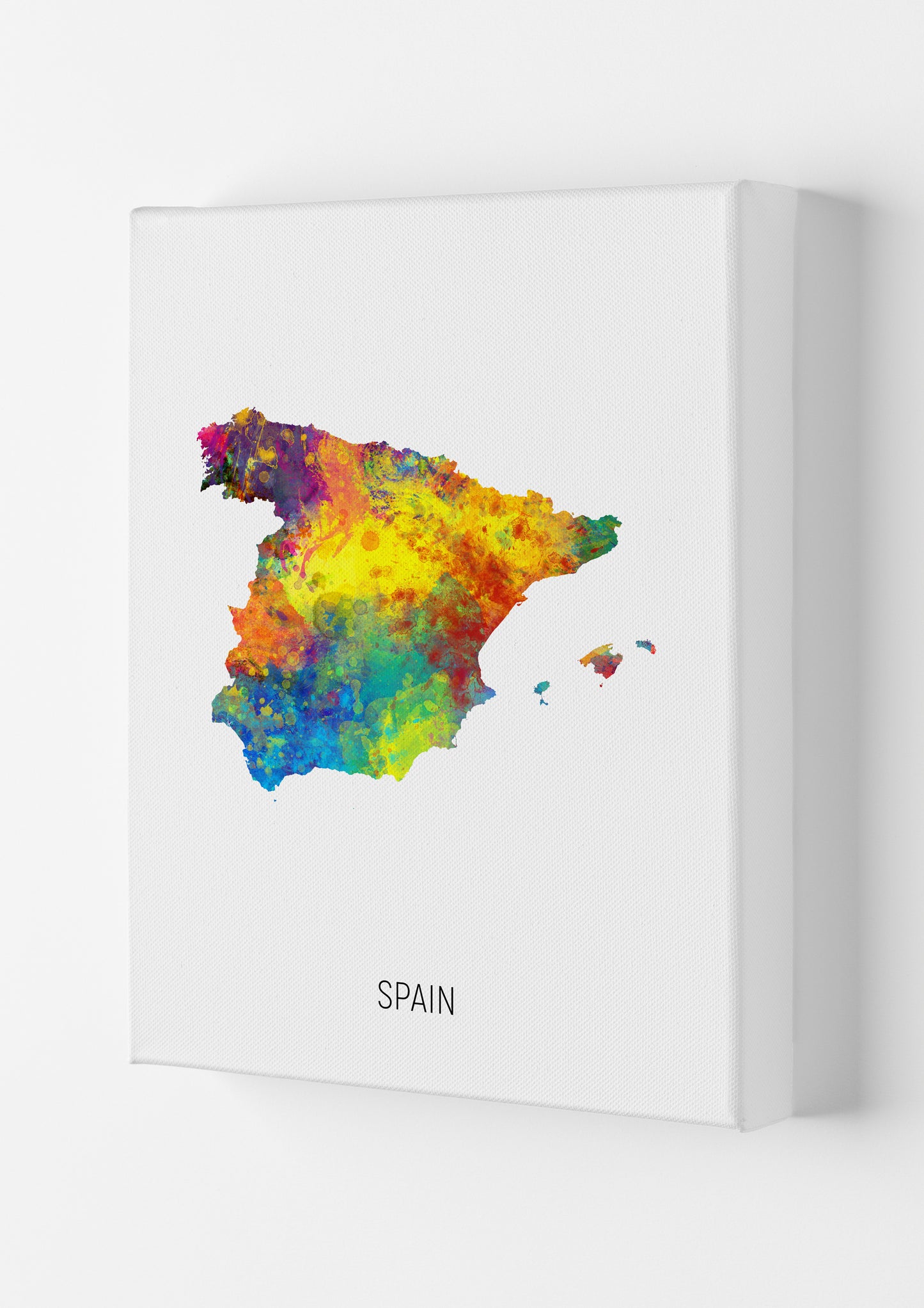 Spain Watercolour Map Art Print by Michael Tompsett Canvas