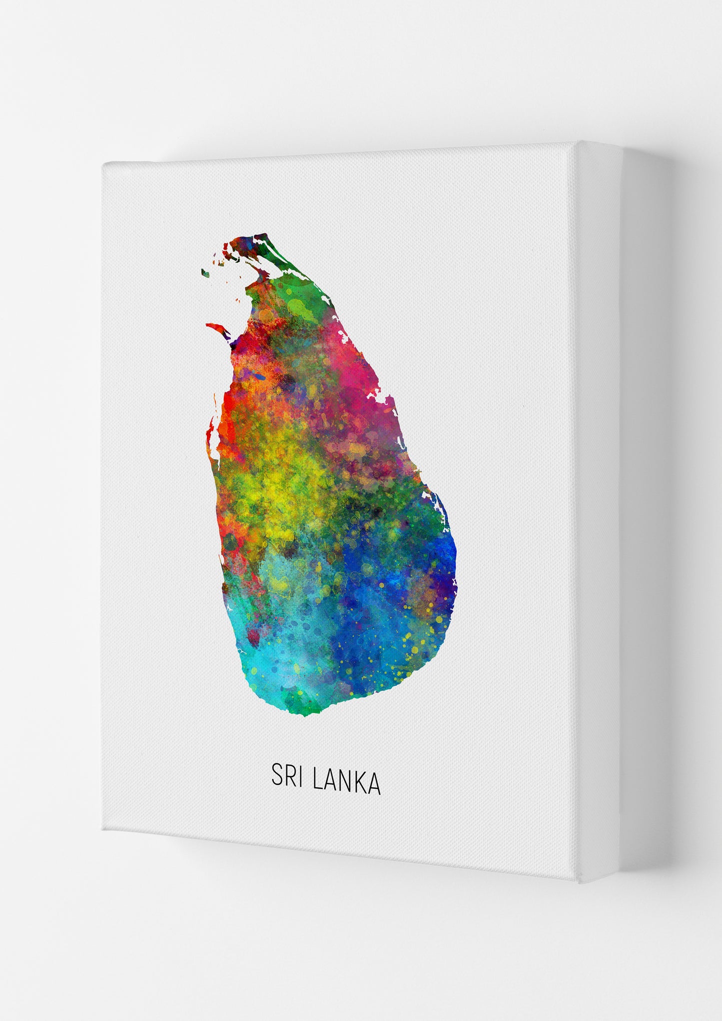 Sri Lanka Watercolour Map Art Print by Michael Tompsett Canvas