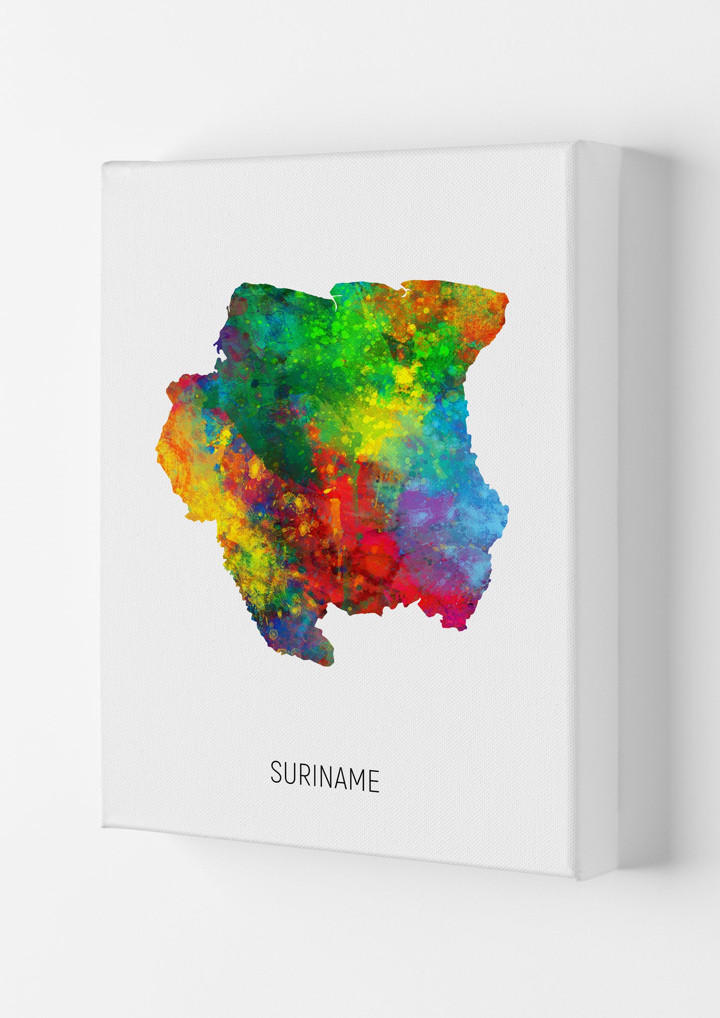 Suriname Watercolour Map Art Print by Michael Tompsett Canvas
