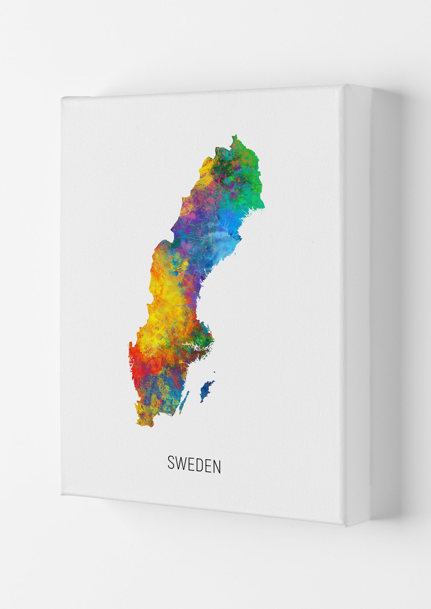 Sweden Watercolour Map Art Print by Michael Tompsett Canvas
