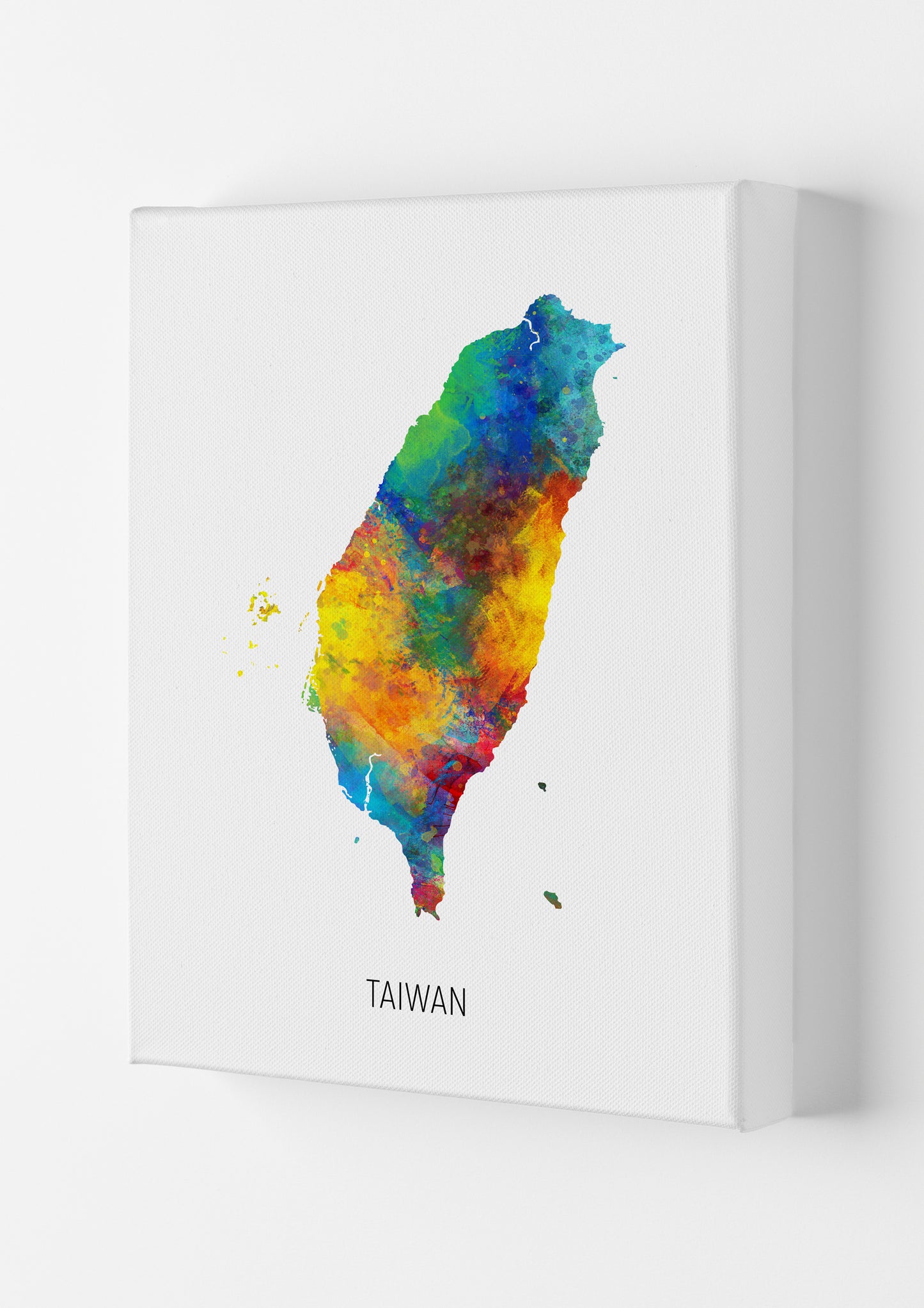 Taiwan Watercolour Map Art Print by Michael Tompsett Canvas