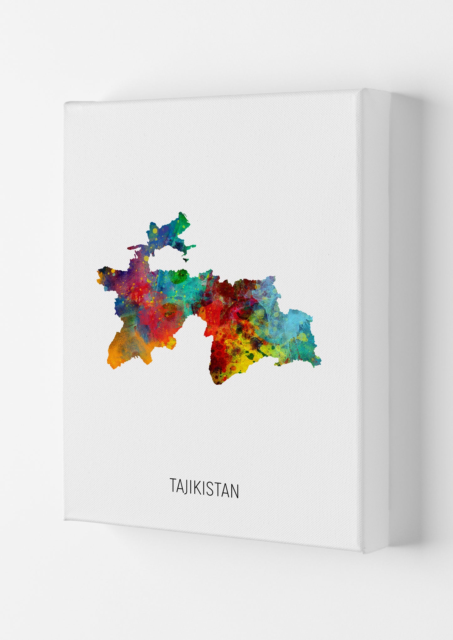 Tajikistan Watercolour Map Art Print by Michael Tompsett Canvas