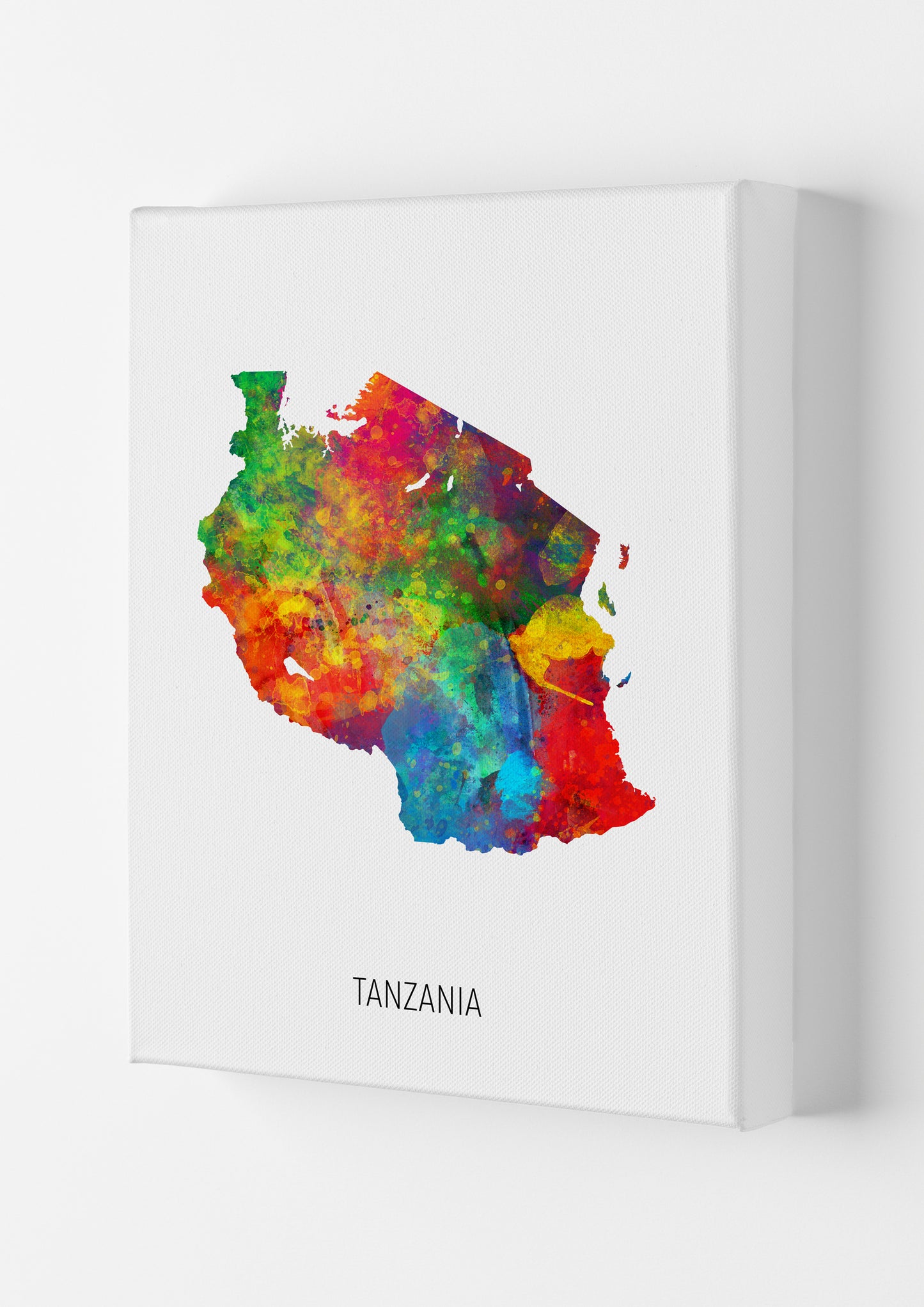Tanzania Watercolour Map Art Print by Michael Tompsett Canvas
