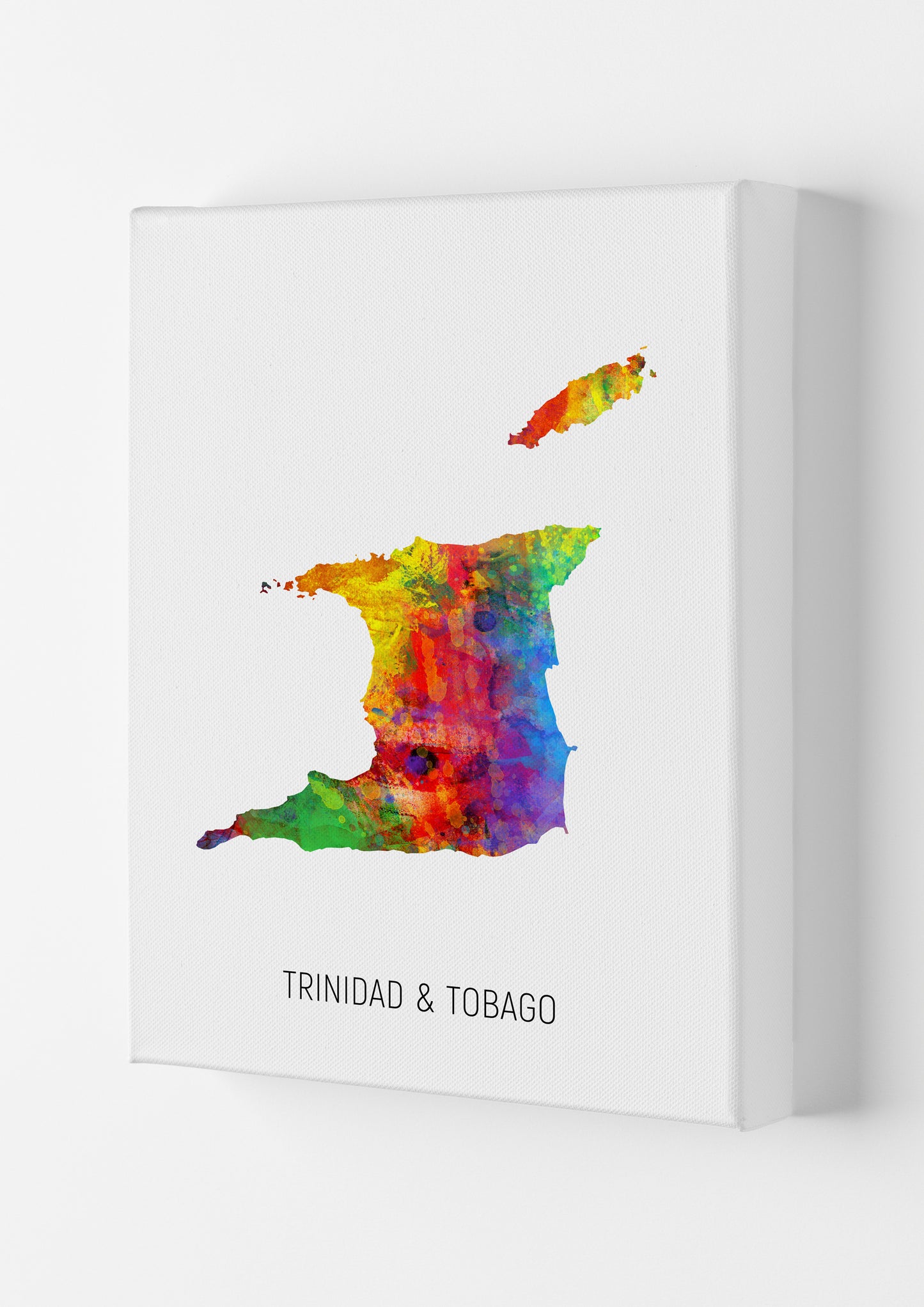 Trinidad And Tobago Watercolour Map Print by Michael Tompsett Canvas