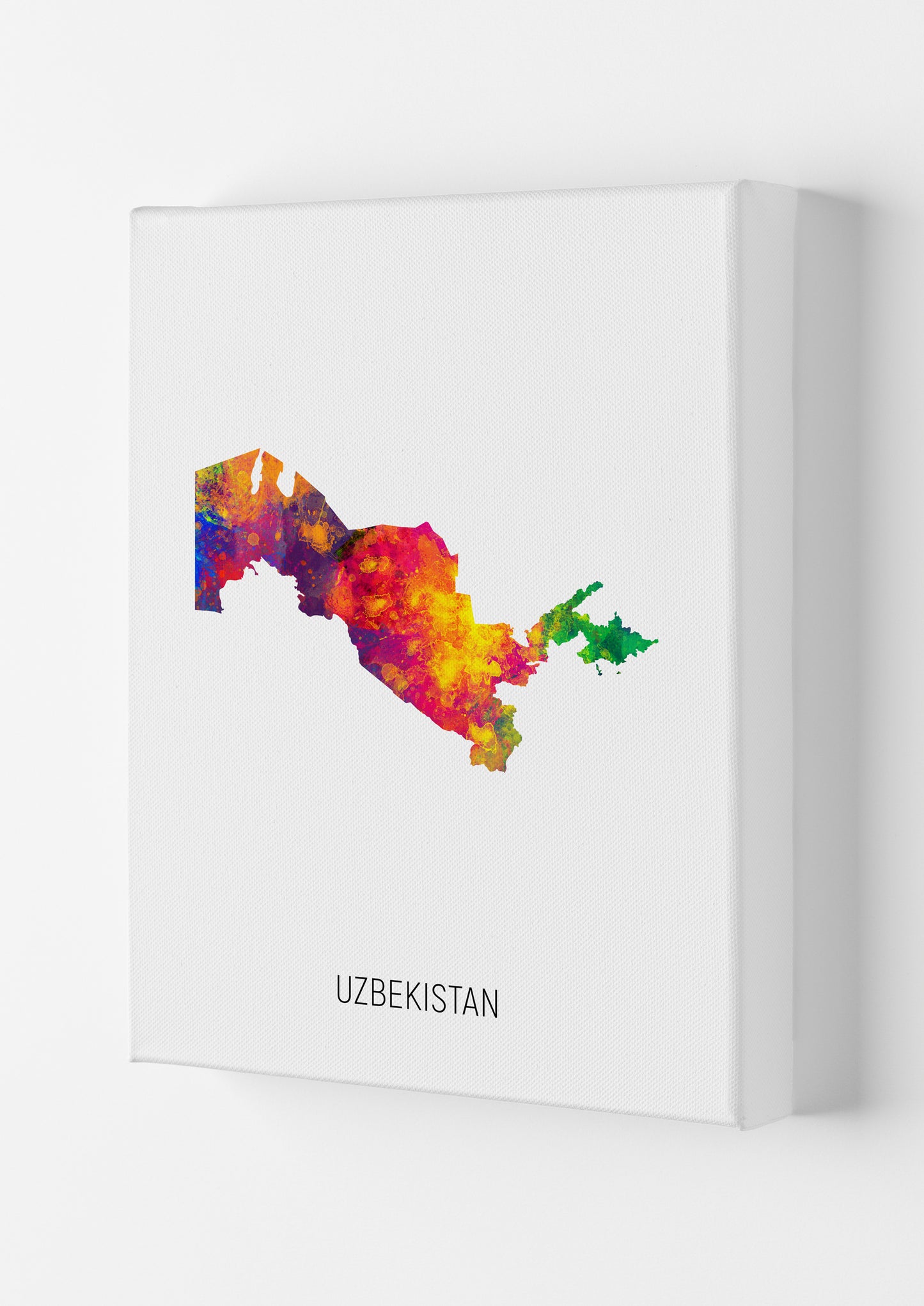 Uzbekistan Watercolour Map Art Print by Michael Tompsett Canvas