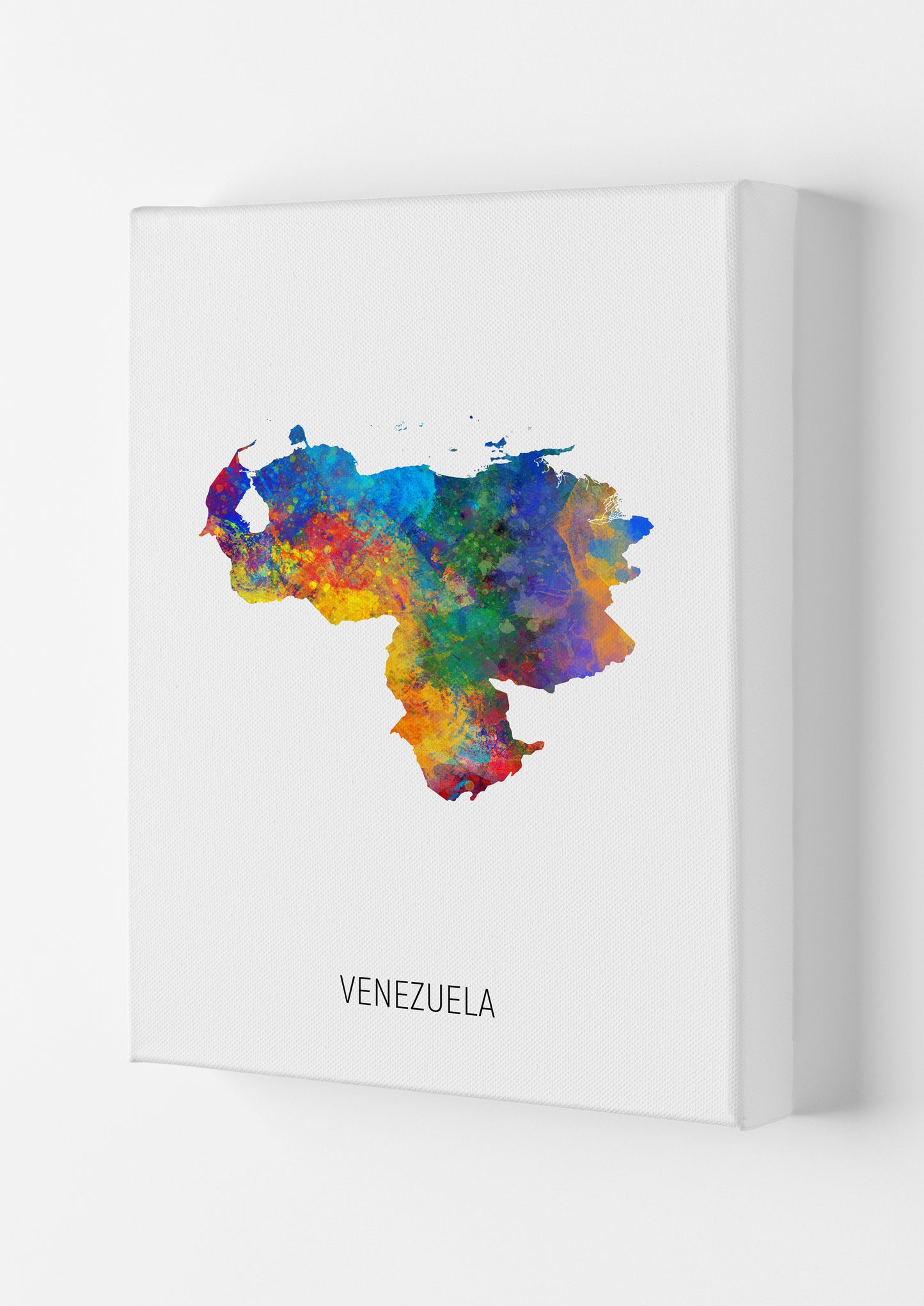 Venezuela Watercolour Map Art Print by Michael Tompsett Canvas