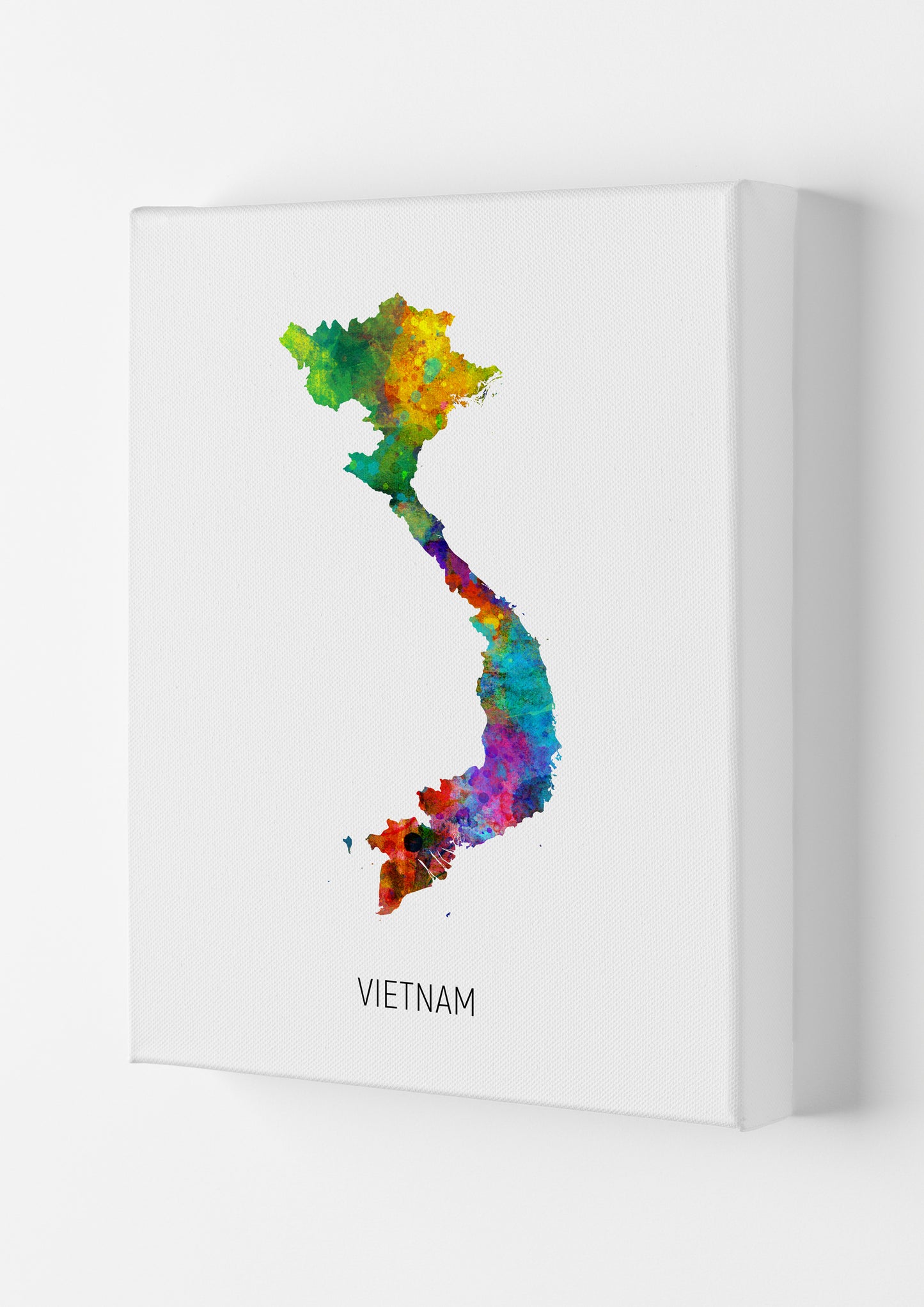 Vietnam Watercolour Map Art Print by Michael Tompsett Canvas