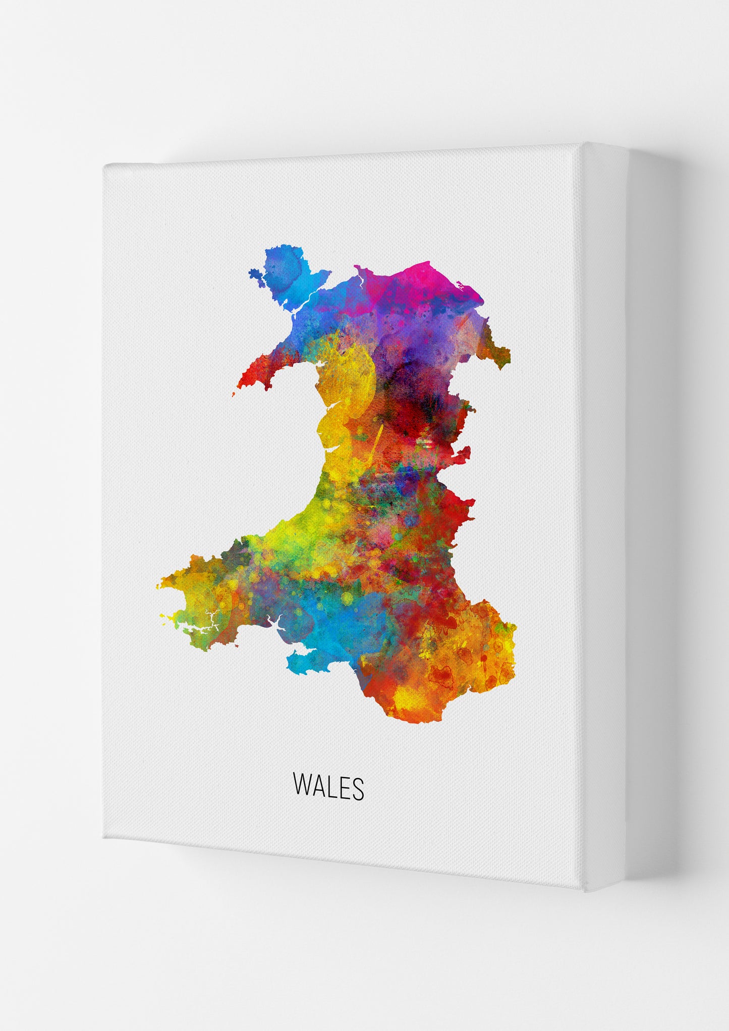Wales Watercolour Map Art Print by Michael Tompsett Canvas