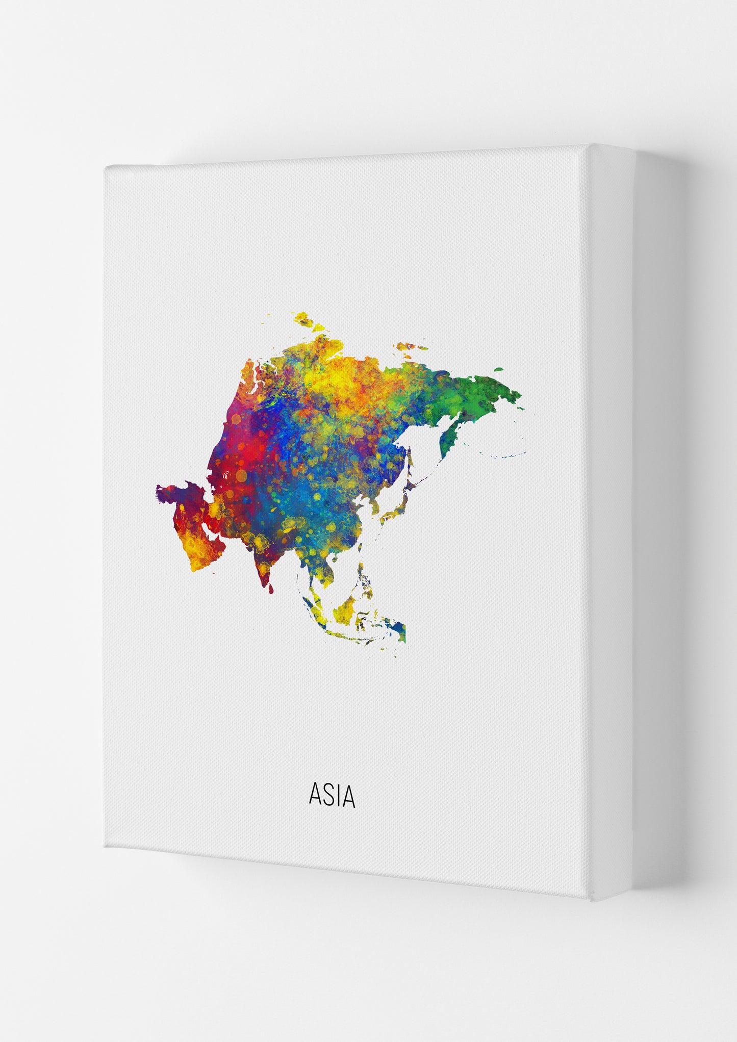 Asia Watercolour Map Art Print by Michael Tompsett Canvas