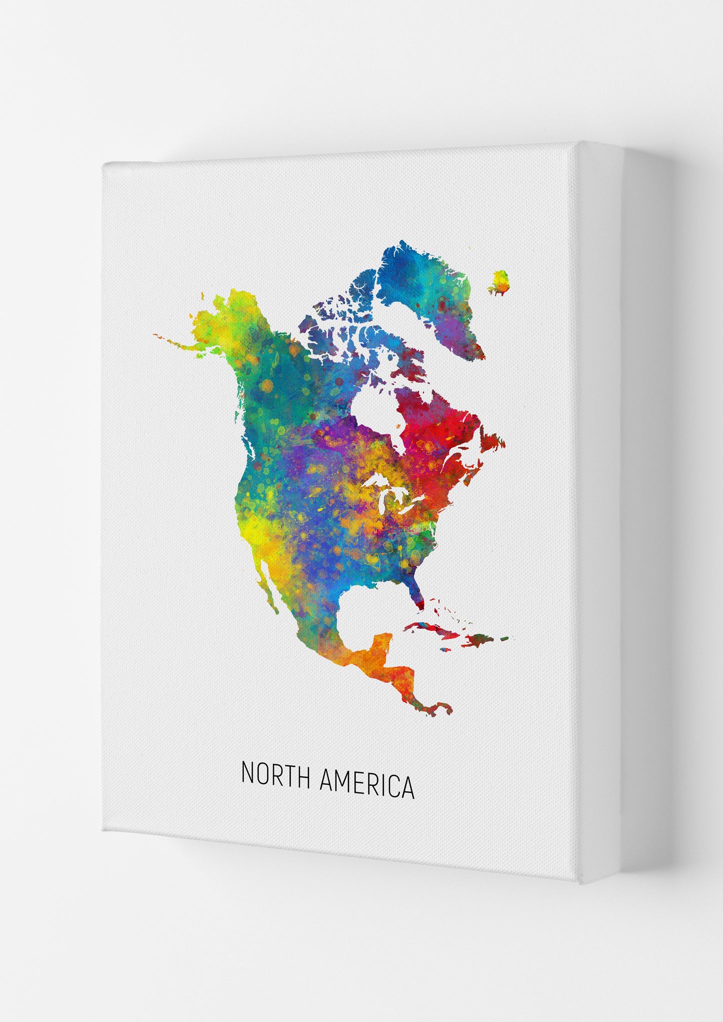 North America Watercolour Map Art Print by Michael Tompsett Canvas