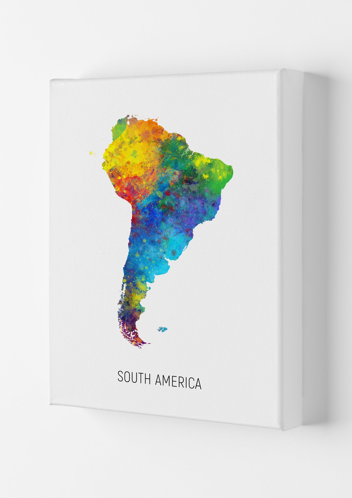 South America Watercolour Map Art Print by Michael Tompsett Canvas