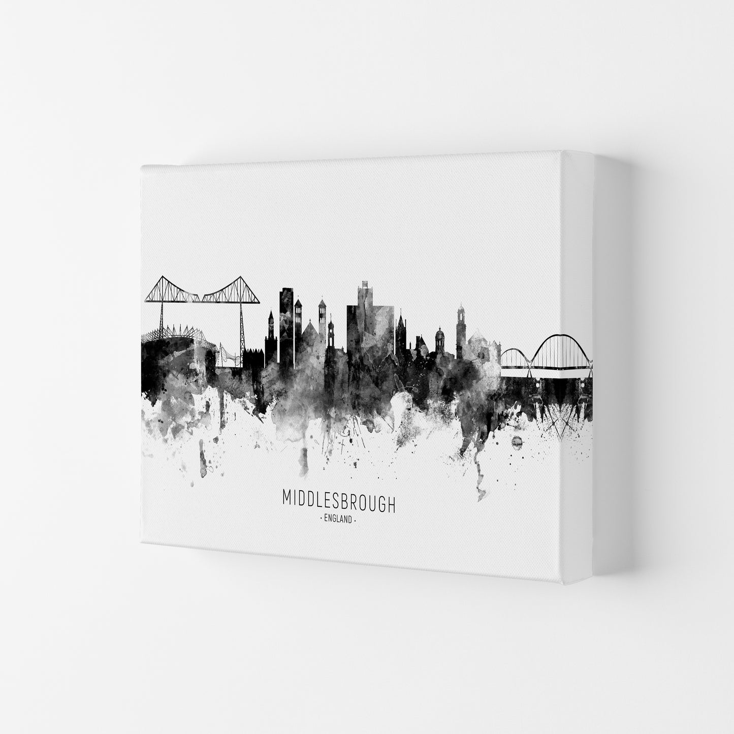 Middlesbrough England Skyline Black White City Name by Michael Tompsett Canvas