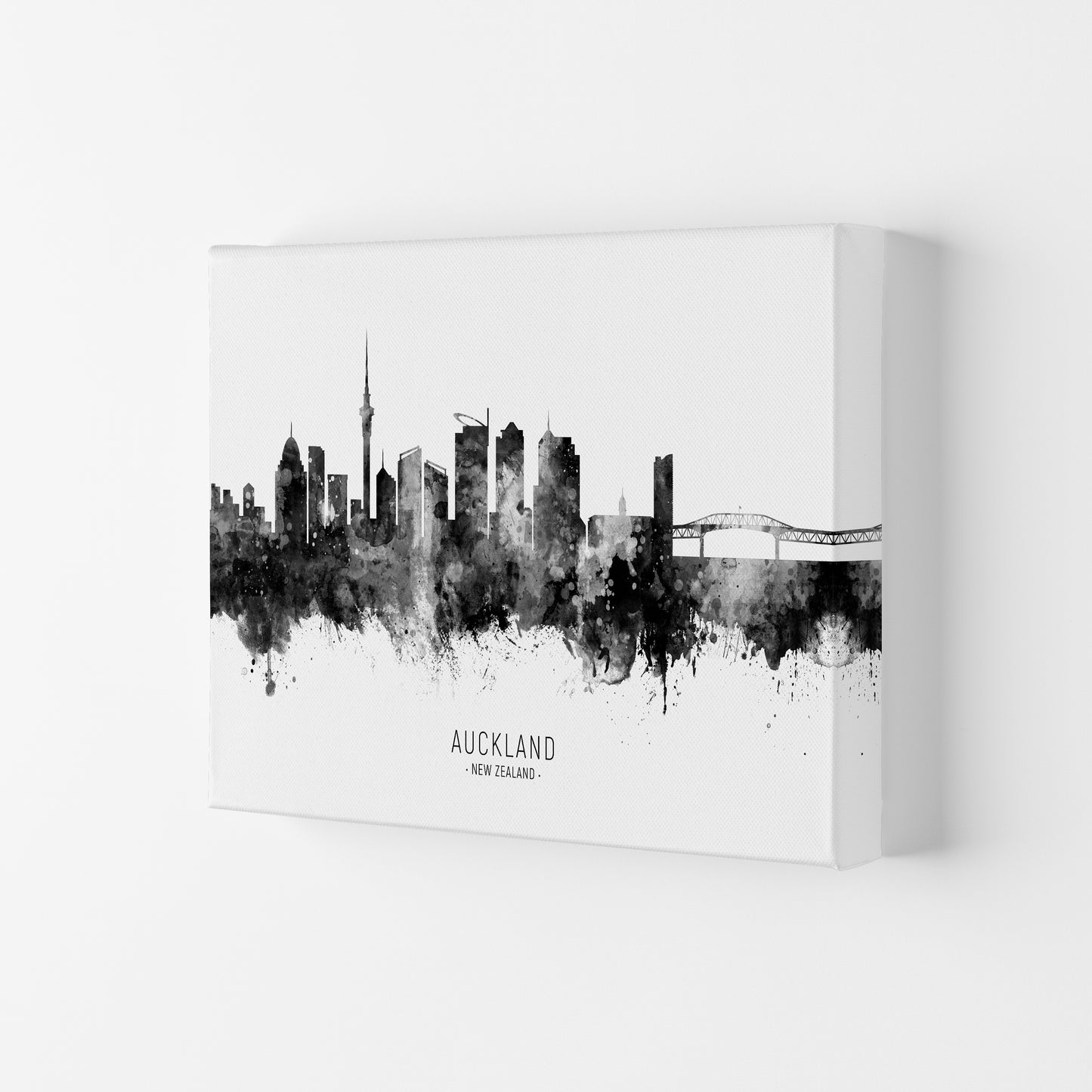 Auckland New Zealand Skyline Black White City Name by Michael Tompsett Canvas