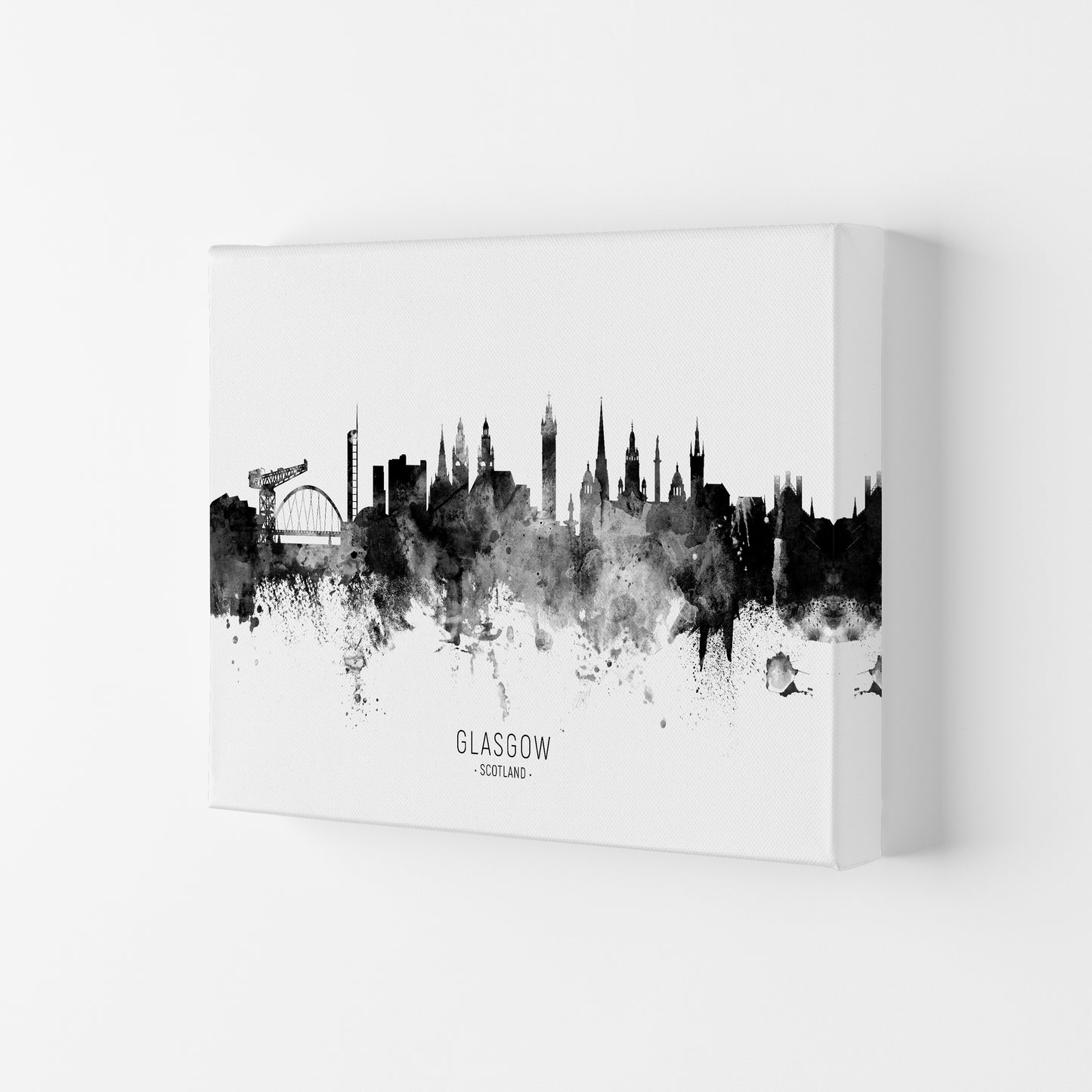 Glasgow Scotland Skyline Black White City Name by Michael Tompsett Canvas