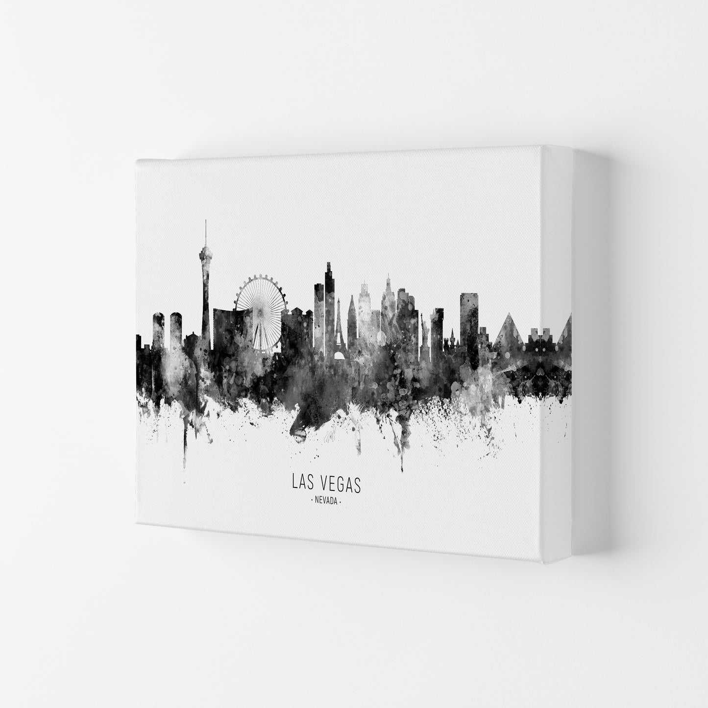 Las Vegas Nevada Skyline Black White City Name by Michael Tompsett Canvas