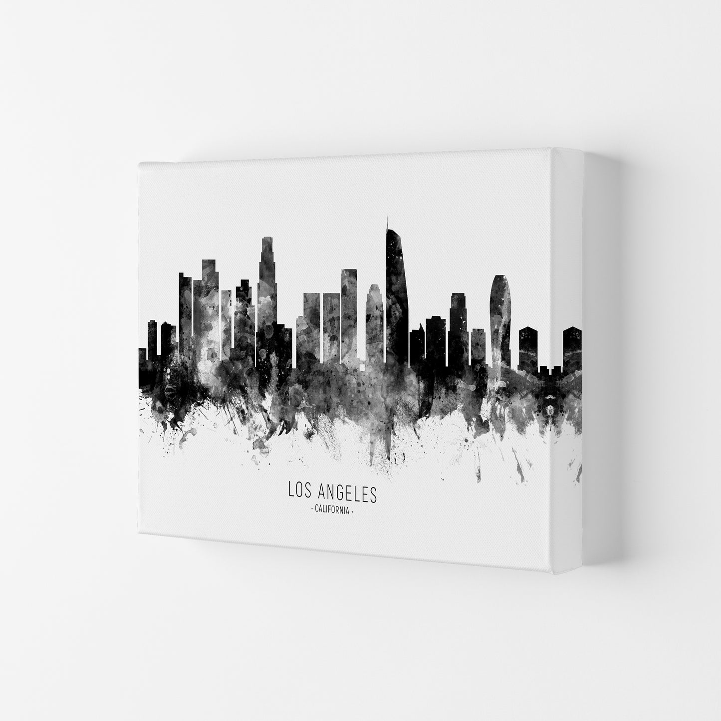 Los Angeles California Skyline Black White City Name by Michael Tompsett Canvas