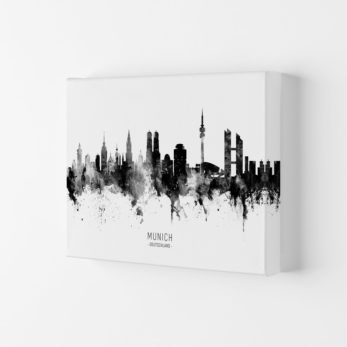 Munich Germany Skyline Black White City Name by Michael Tompsett Canvas
