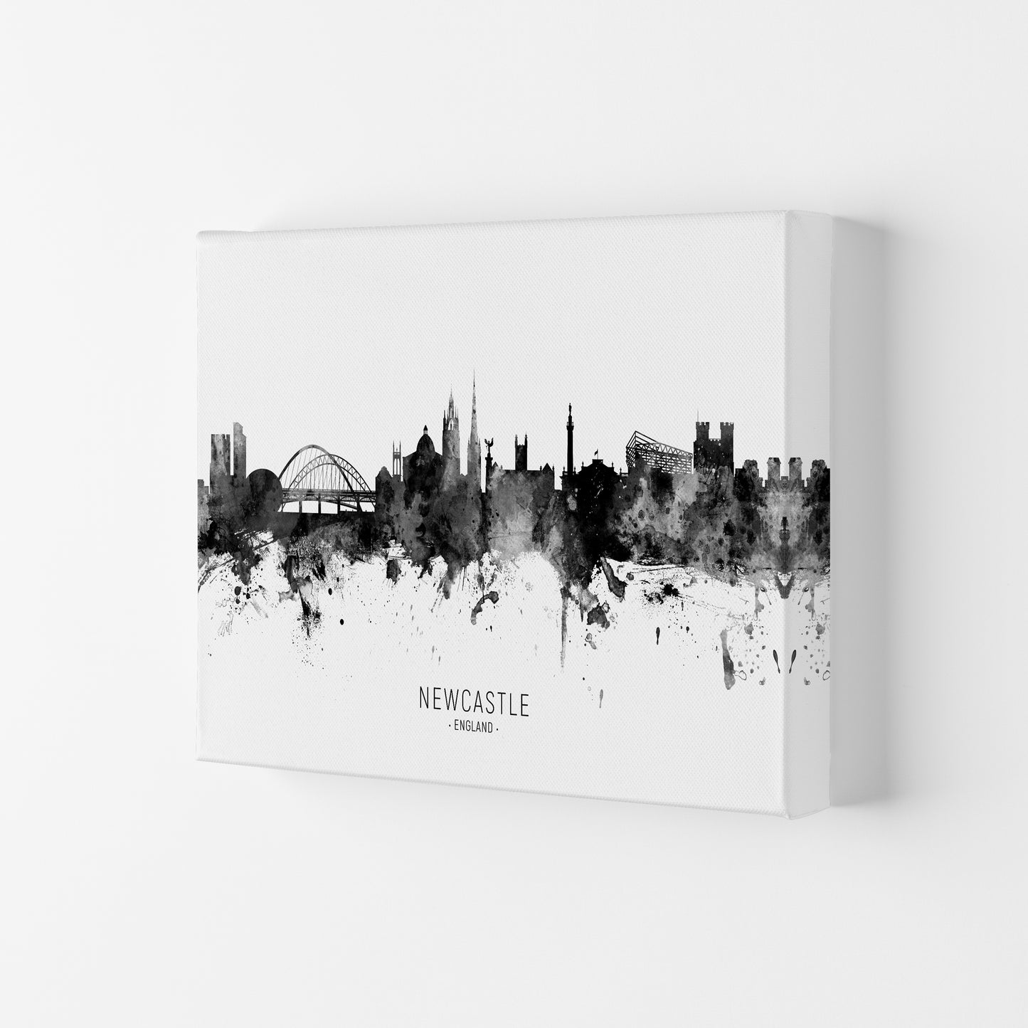 Newcastle England Skyline Black White City Name by Michael Tompsett Canvas