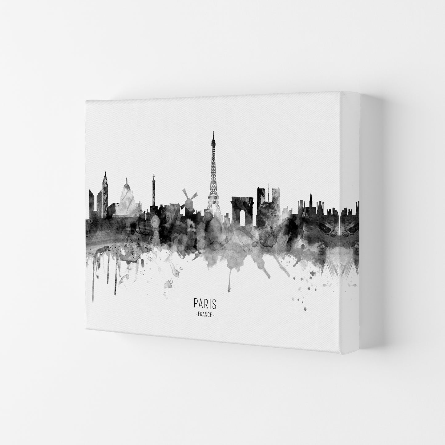 Paris France Skyline Black White City Name by Michael Tompsett Canvas