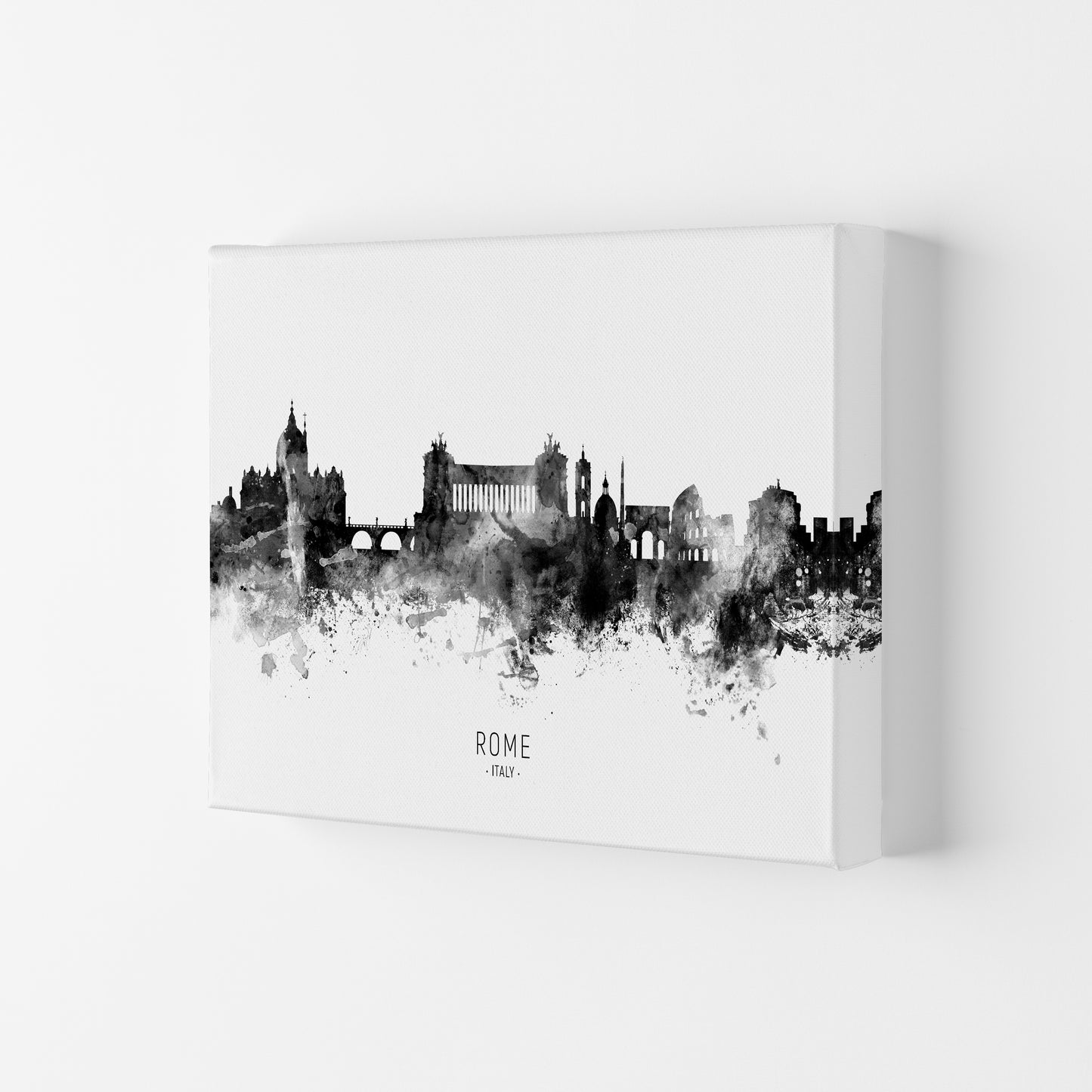 Rome Italy Skyline Black White City Name by Michael Tompsett Canvas