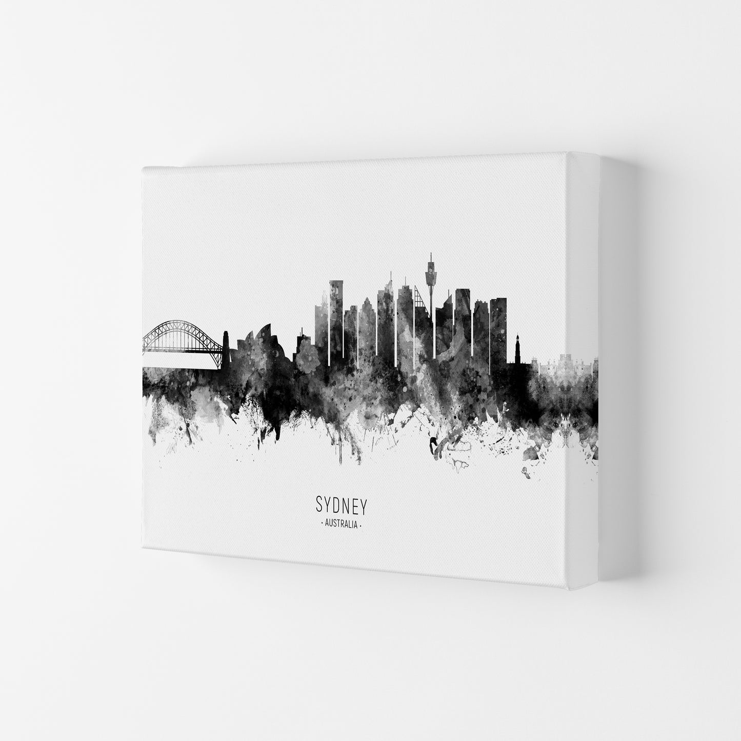 Sydney Australia Skyline Black White City Name by Michael Tompsett Canvas