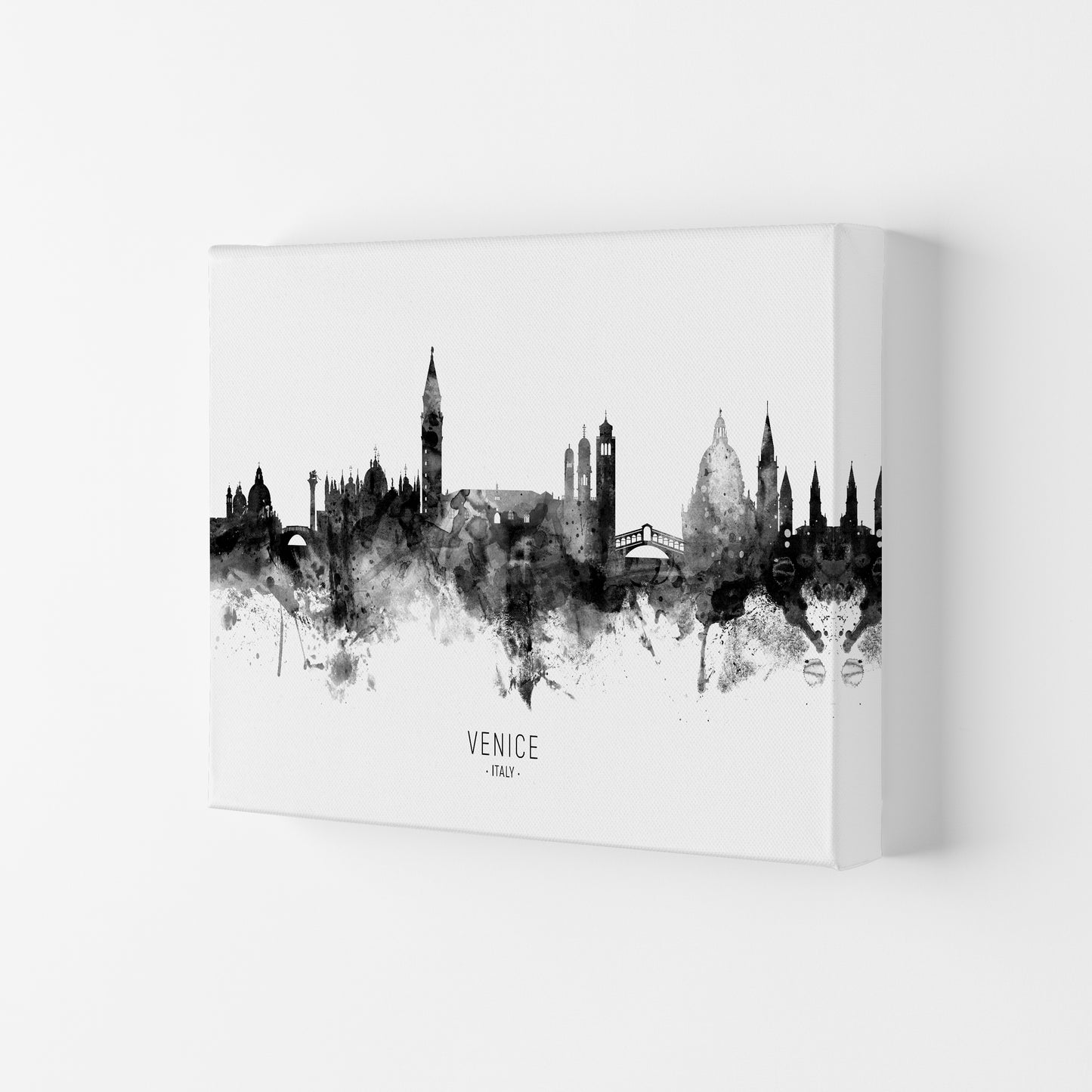 Venice Italy Skyline Black White City Name by Michael Tompsett Canvas