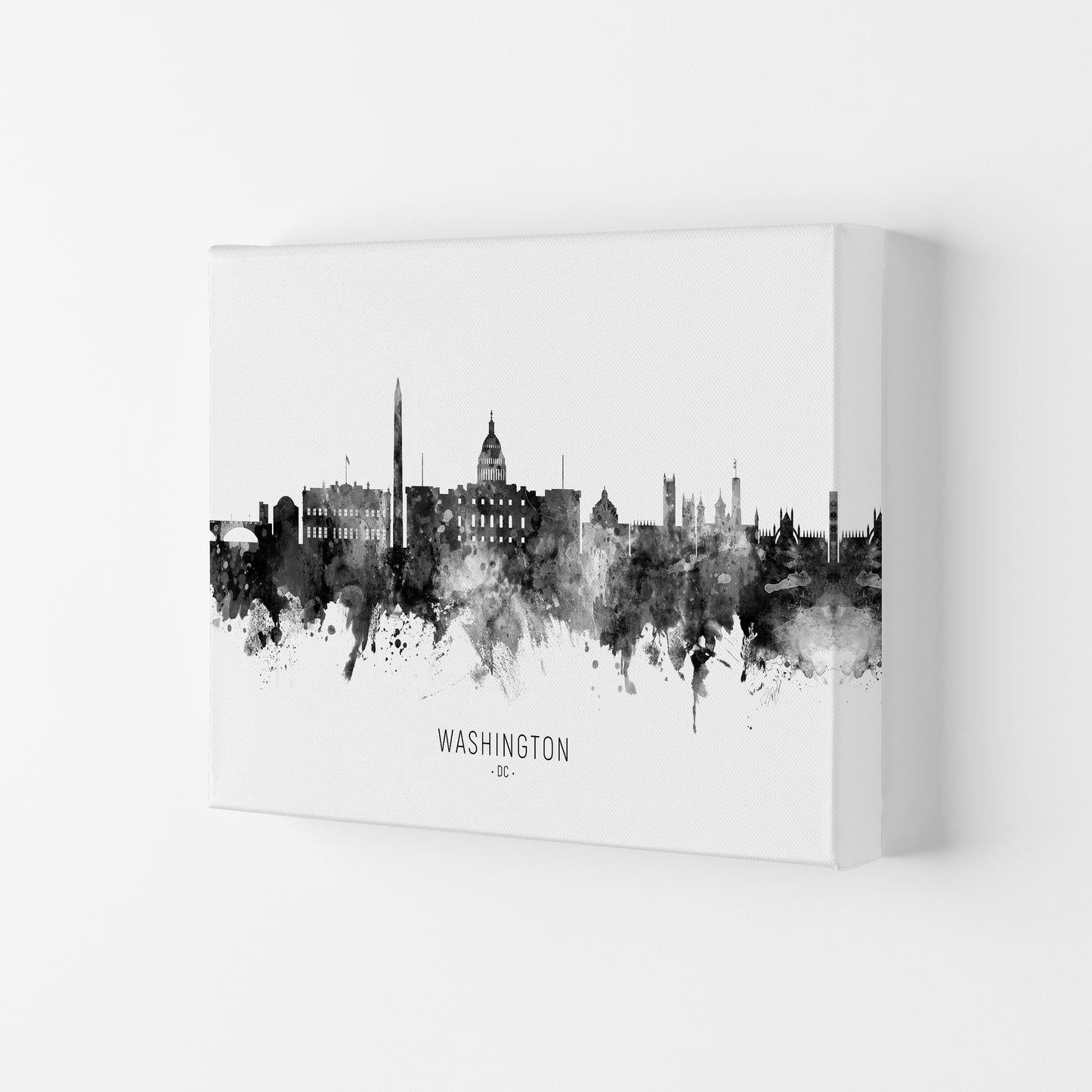 Washington Dc Skyline Black White City Name by Michael Tompsett Canvas