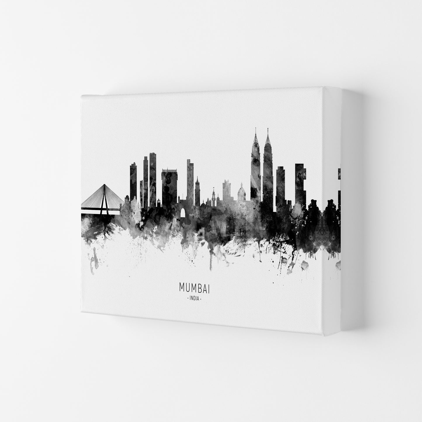 Mumbai India Skyline Black White City Name by Michael Tompsett Canvas