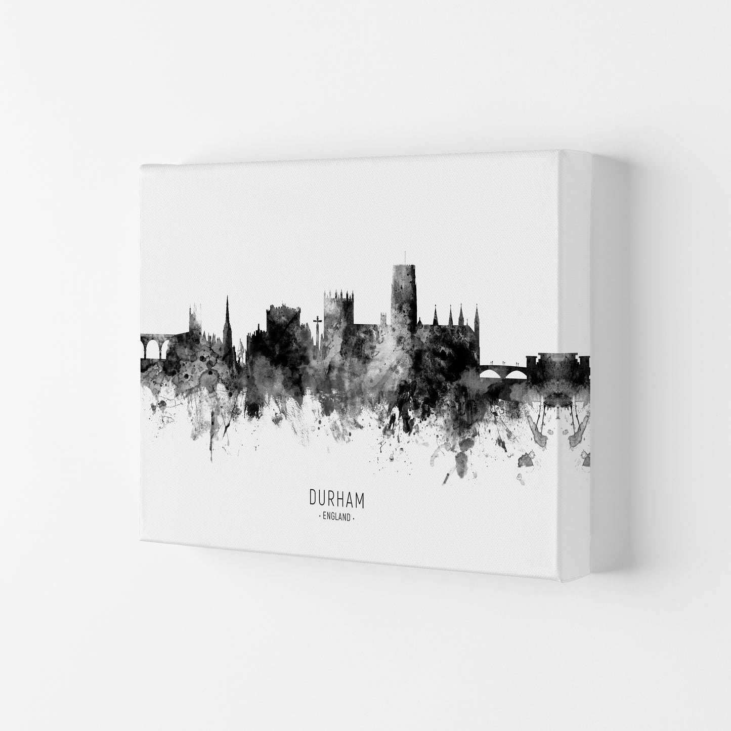 Durham England Skyline Black White City Name by Michael Tompsett Canvas