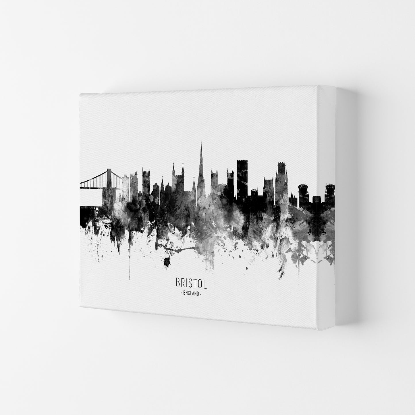 Bristol England Skyline Black White City Name by Michael Tompsett Canvas
