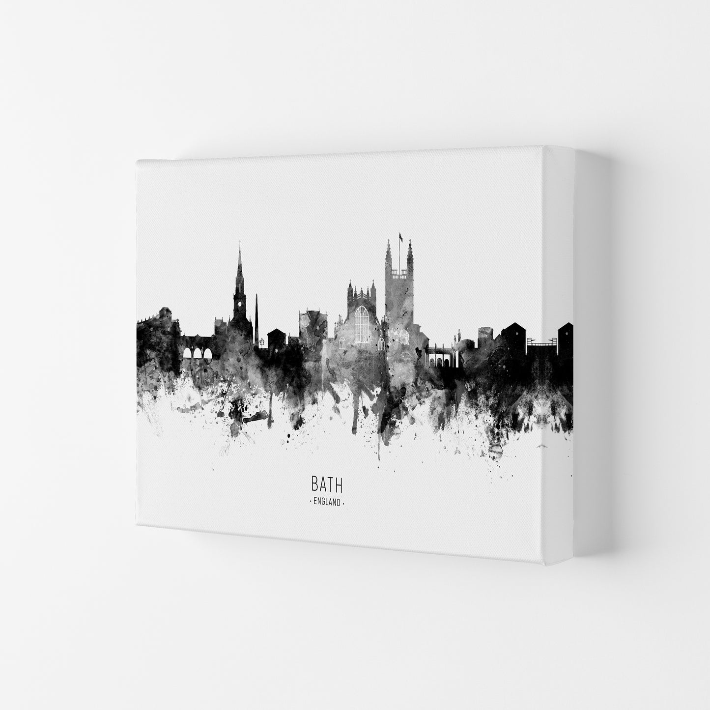 Bath England Skyline Black White City Name by Michael Tompsett Canvas