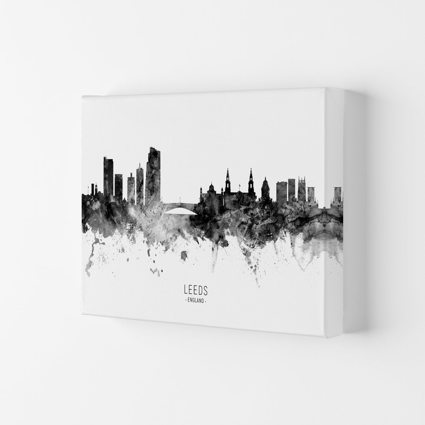 Leeds England Skyline Black White City Name by Michael Tompsett Canvas